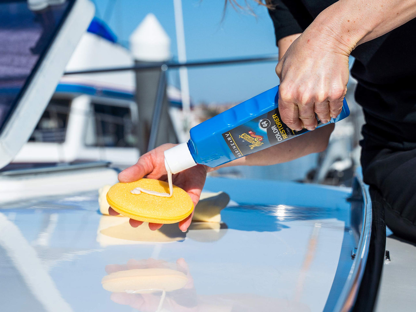 Meguiar's M4965 Marine/RV Fiberglass Restoration System, 3-Piece Marine Fiberglass Repair Kit Featuring Oxidation Remover for Boat Care Plus Boat Polish and Wax