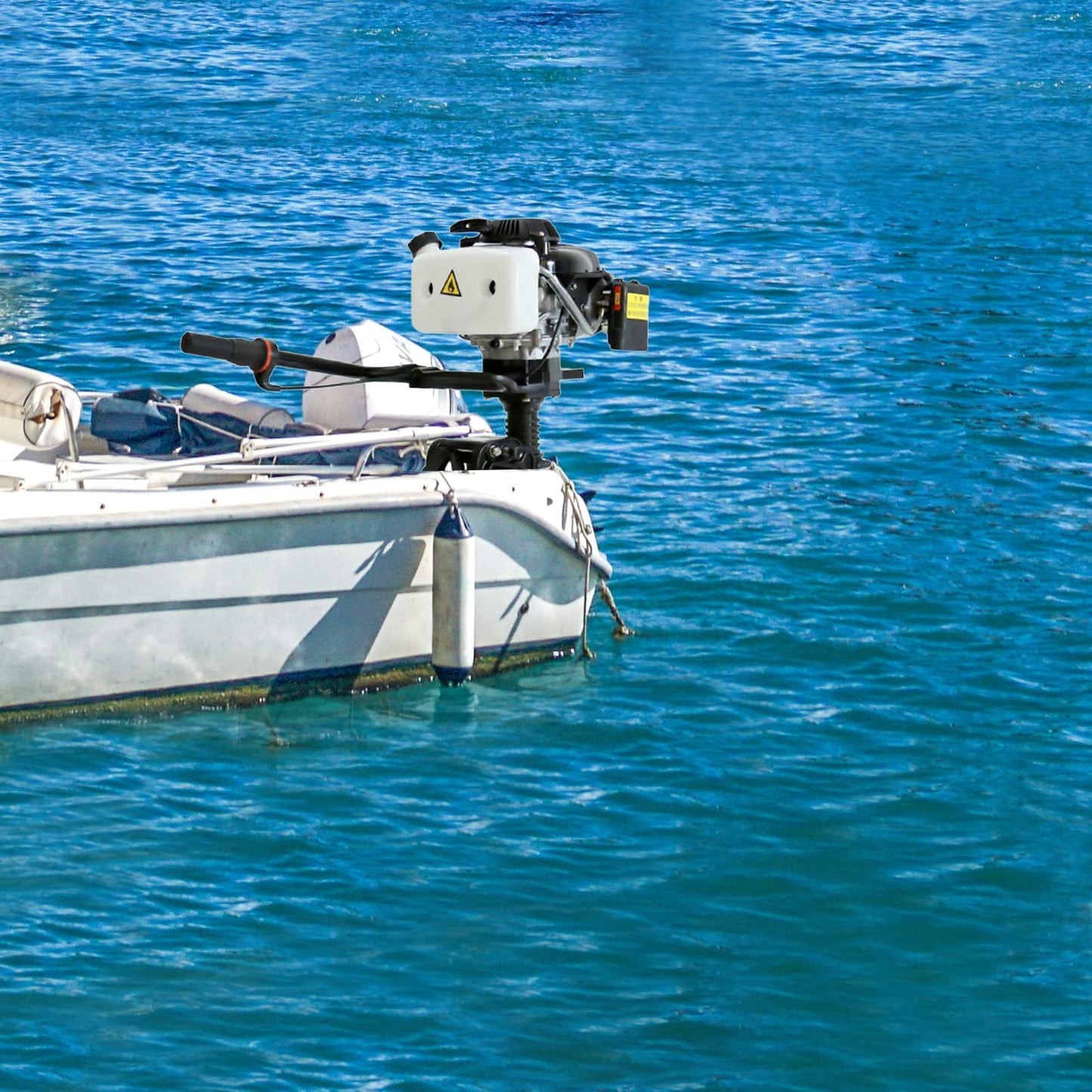 52cc Single Cylinder Gas 2.3HP Outboard Motor, Long Shaft with Air Cooling for Inflatable, Rubber, Fishing Boats, Yachts, Water Sports