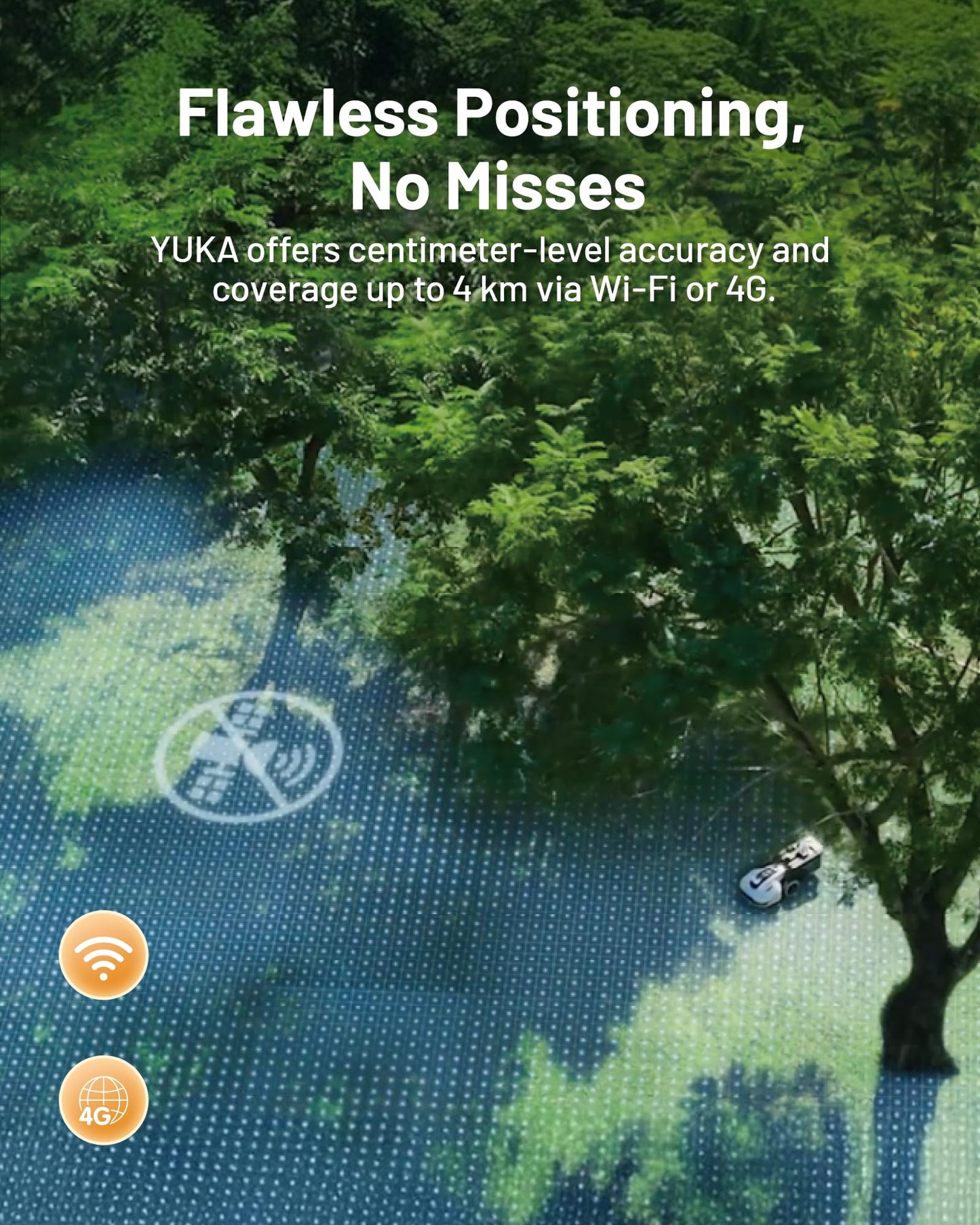 YUKA Mini 500H Robotic Lawn Mower Reception 0.12 Acre, Ultrasense AI Vision+ RTK Positioning, Auto Mapping, App Control, 50% Slope, Cutting Height 2''~3.5'', 15 Mowing Zones