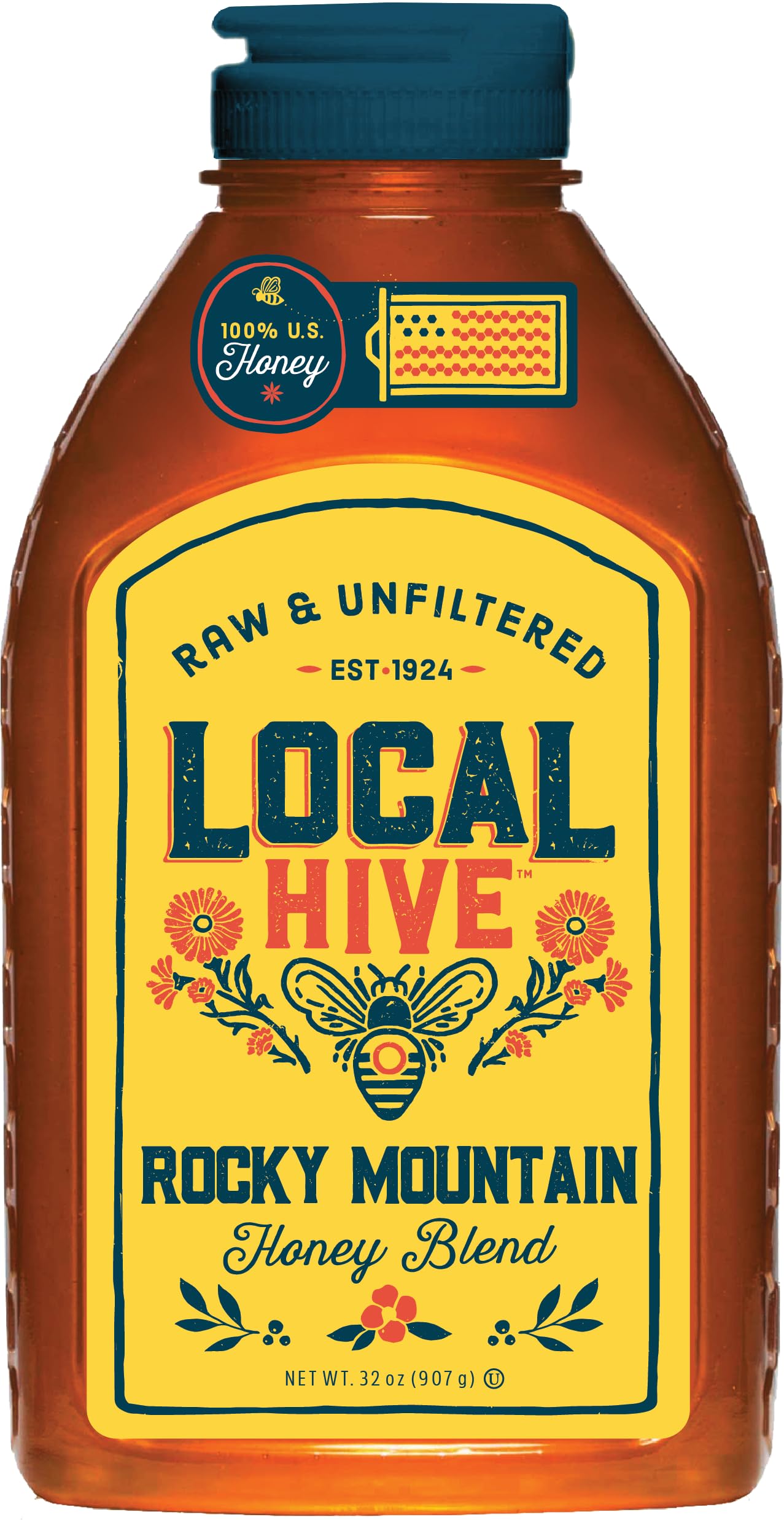 Local Hive Midwest Raw Unfiltered Honey – 16 oz, 100% Pure US Honey, Sourced from American Bees and Beekeepers - Natural Sweetener, Ideal for Tea, Baking, and Cooking