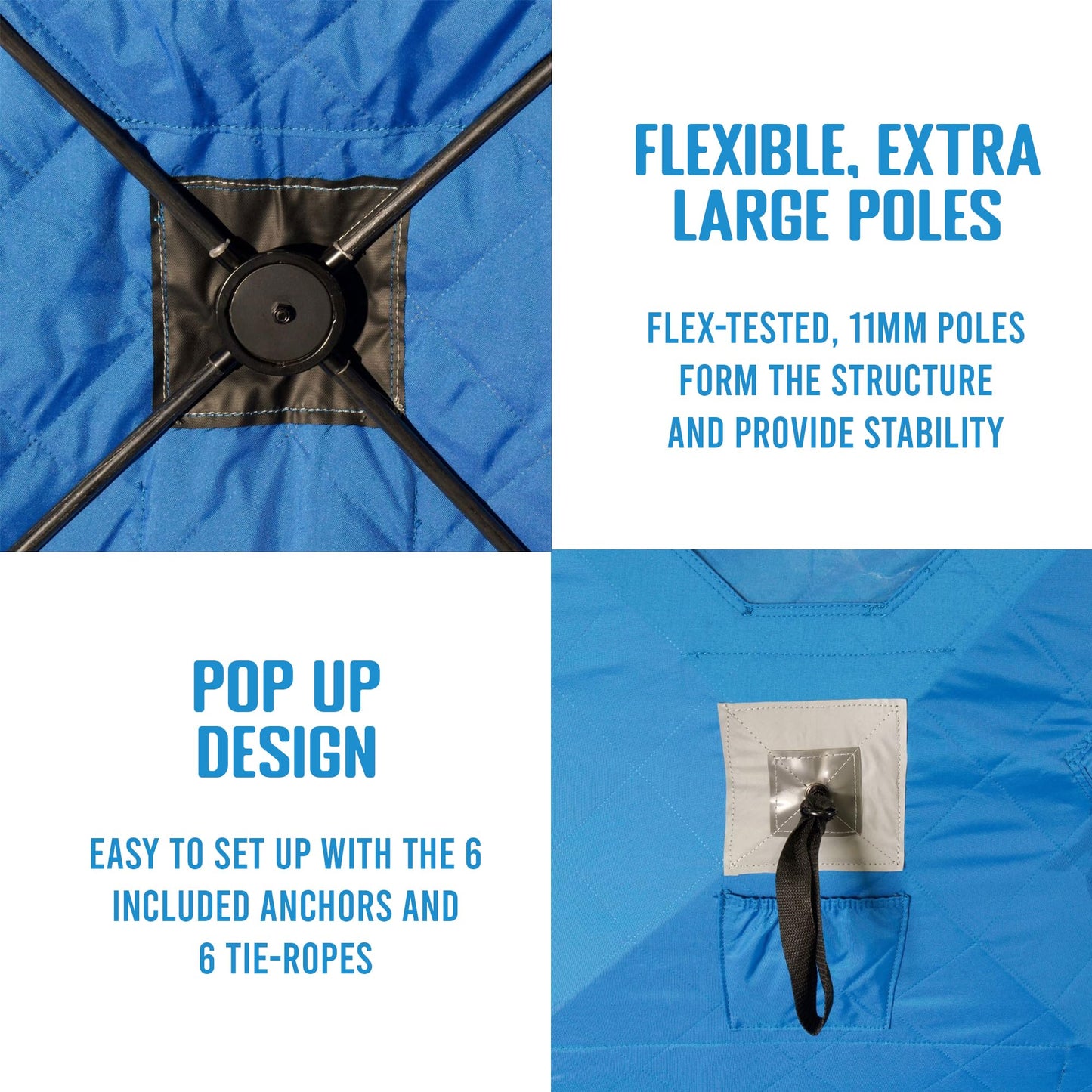 CLAM Lightweight Portable Pop Up Ice Fishing Angler Thermal Hub Shelter Tent with Anchors, Tie Ropes, and Carrying Bag