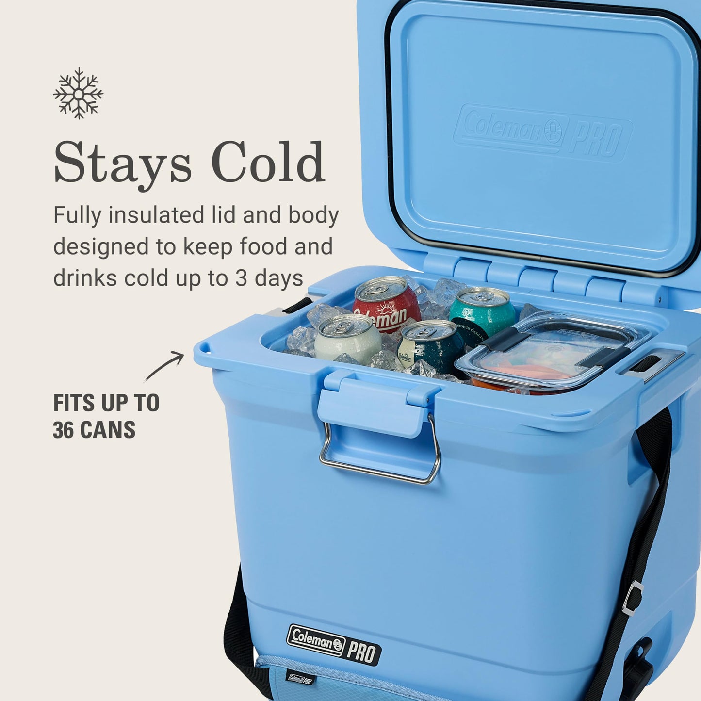 Coleman Pro 25qt Ultra-Light Premium Hard Cooler, Extra-Thick Insulation Keeps Ice up to 3 Days, 36-Can Capacity