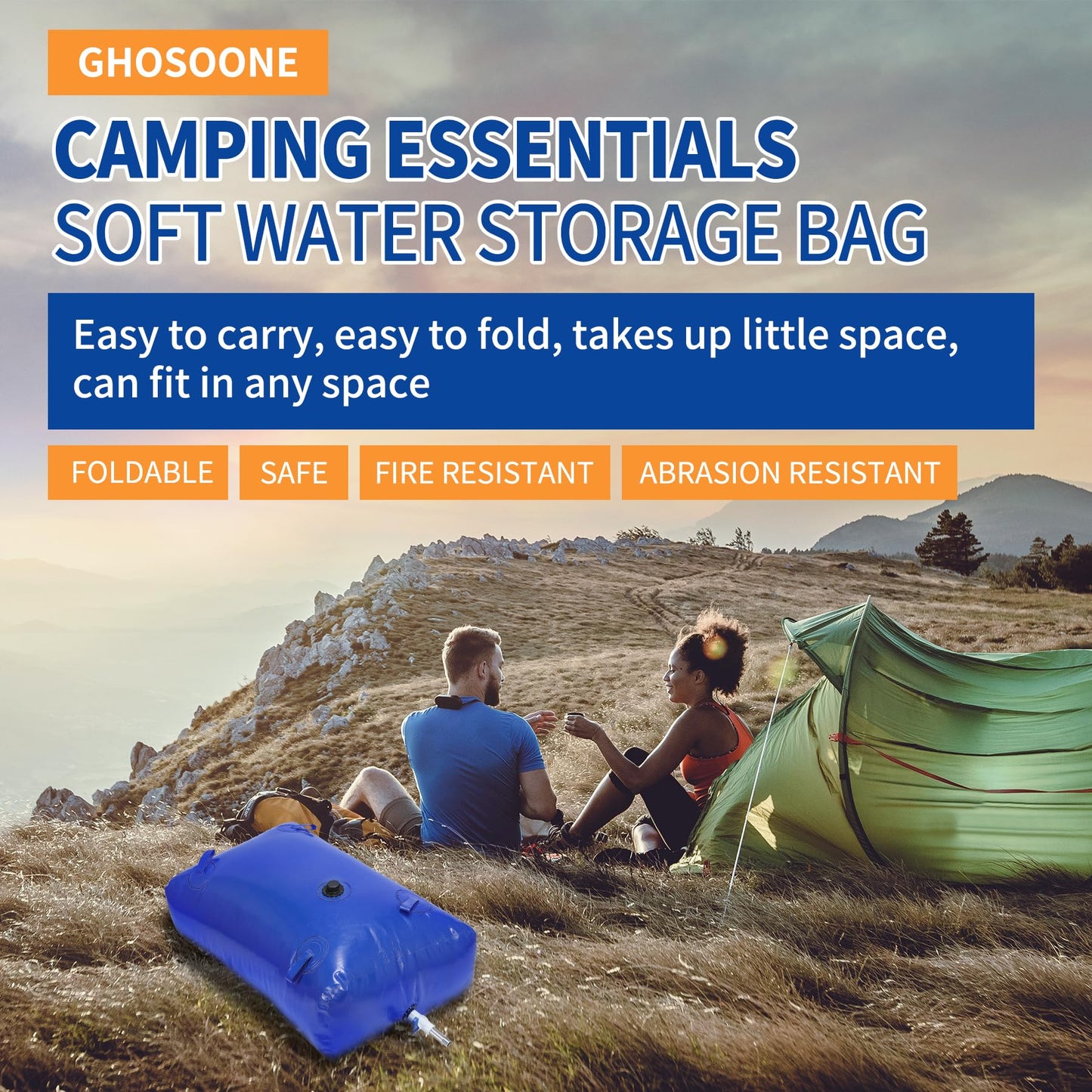 Portable Large Capacity Water Storage Bladder Containers, Foldable Water Bladder Tank, Camping Garden Drought Resistance Agricultural Irrigation Outdoor RV Emergency Water