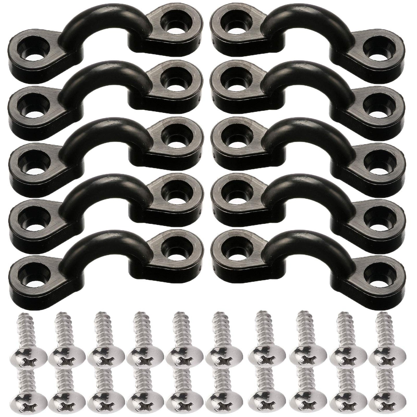 Kayak Pad Eye Kit, 10PCS Nylon Bungee Deck Loops Tie Down Pad Eye with 20 Screws for Boat Kayak Deck Rigging Kit