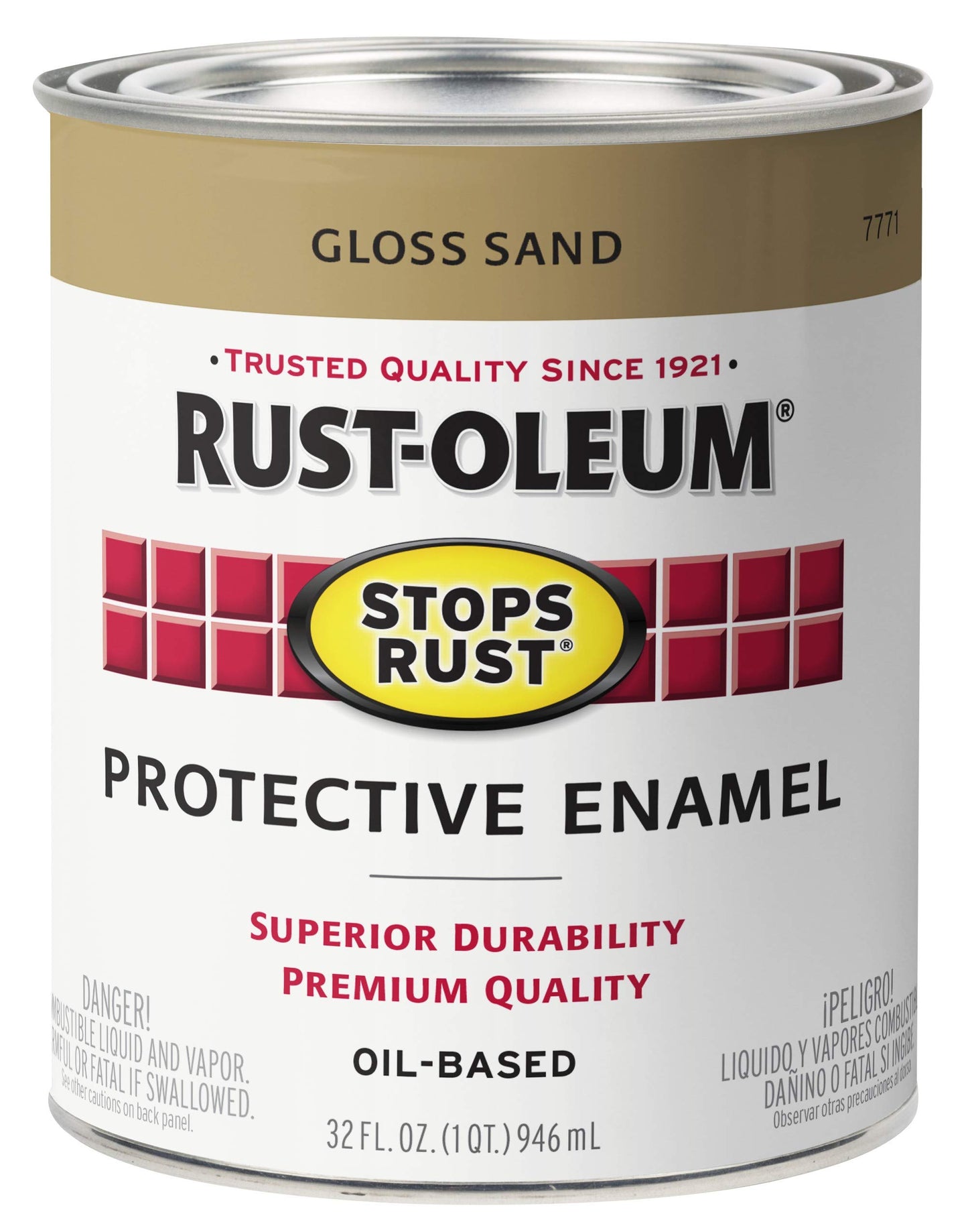 Rust-Oleum 7779502 Stops Rust Brush On Paint, Quart, Gloss Black, 32 Fl Oz (Pack of 1)
