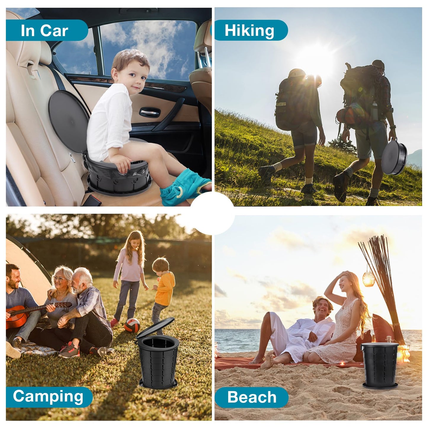 TRIPTIPS Upgrade Retractable Portable Toilet Travel Toilet Adjustable Height Camping Toilet Portable Potty for Adults Kids, Foldable Portable Toilet for Camping/Car