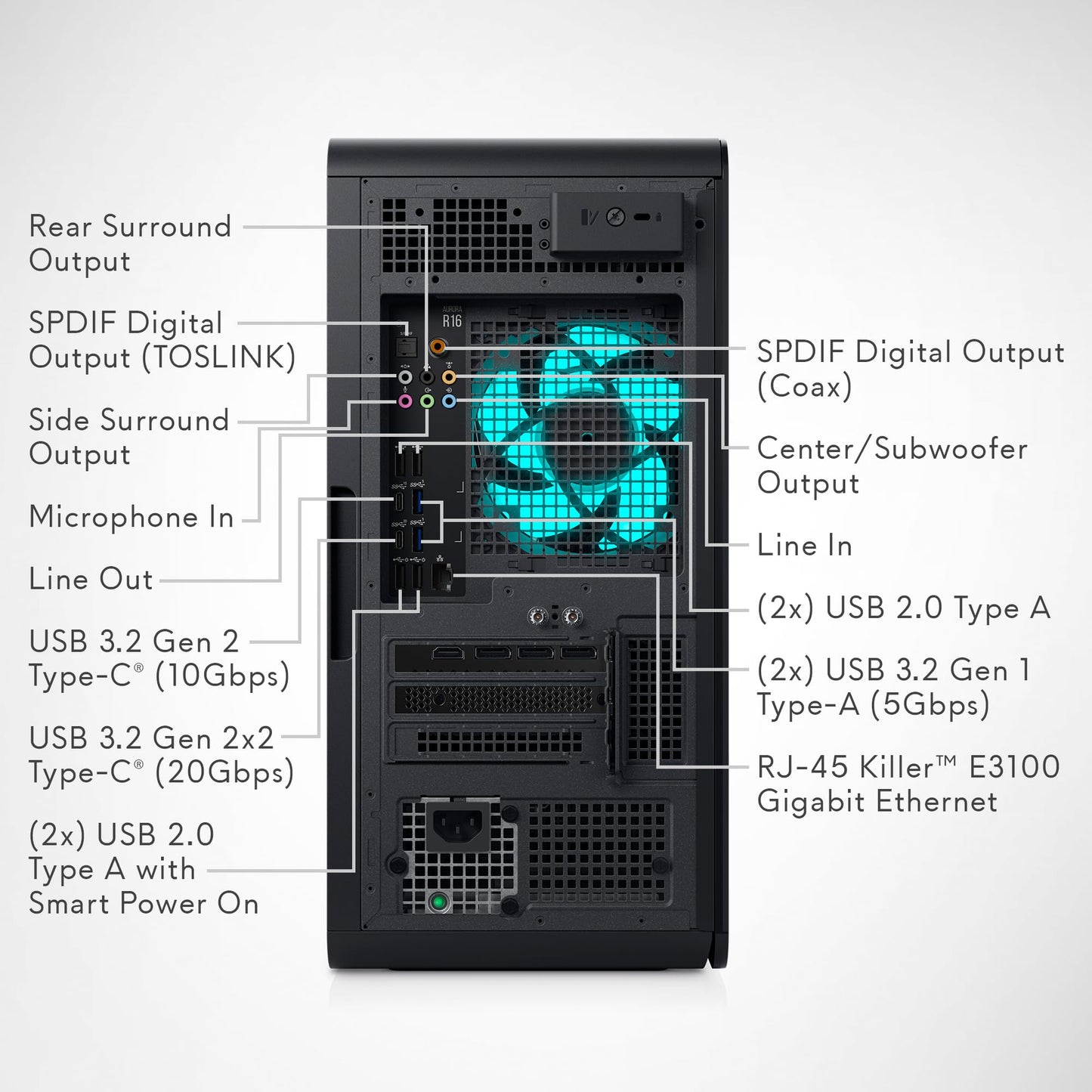 Alienware Aurora R16 Gaming Desktop - Intel Core i9-13900F, 32GB DDR5 RAM, 1TB SSD + 1TB HDD, NVIDIA GeForce RTX 4070 12GB GDDR6X Graphics, Windows 11 Home, 1 Year Premium Support - Basalt Black