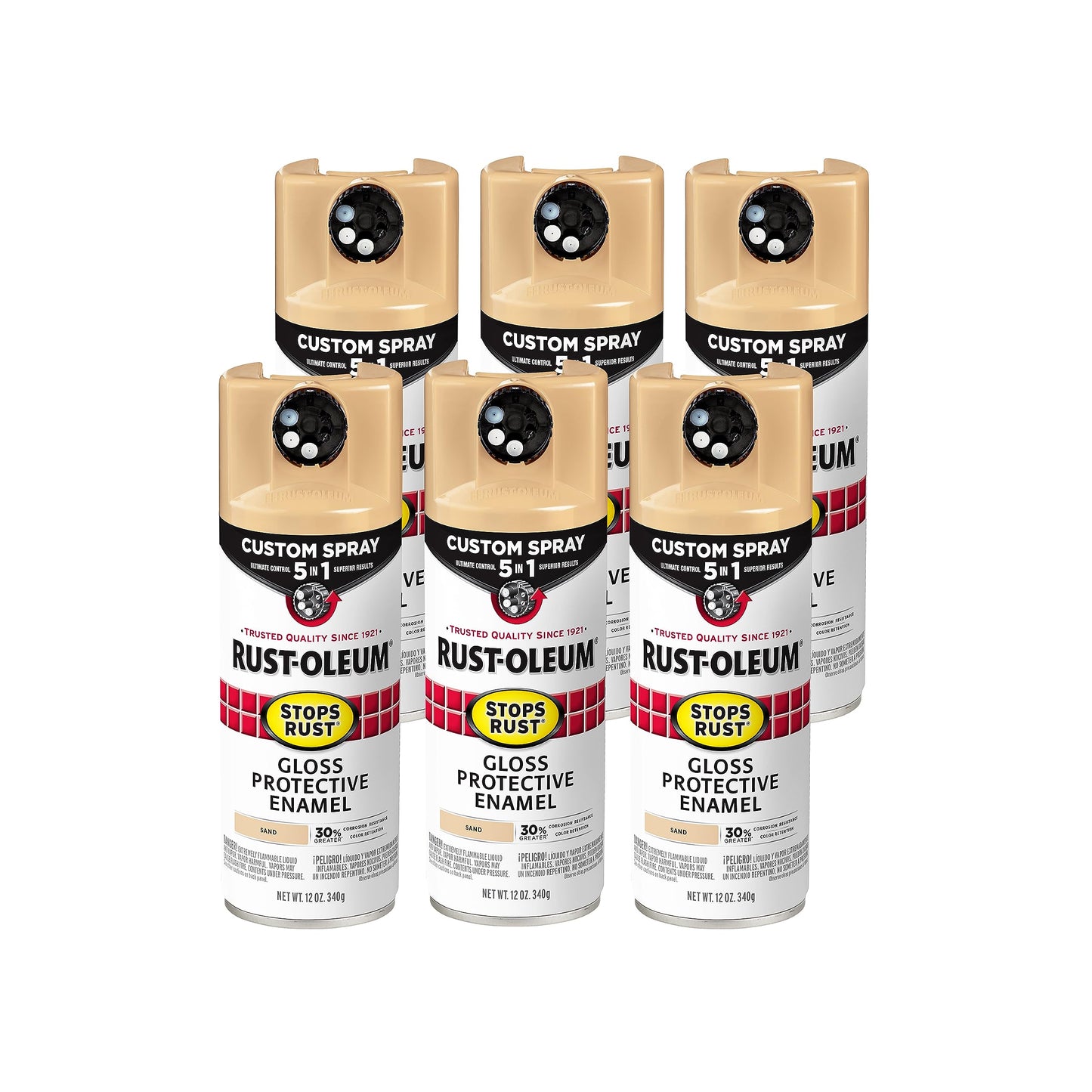 Rust-Oleum 376892 Stops Rust Custom Spray 5-in-1 Spray Paint, 12 oz, Gloss Leather Brown