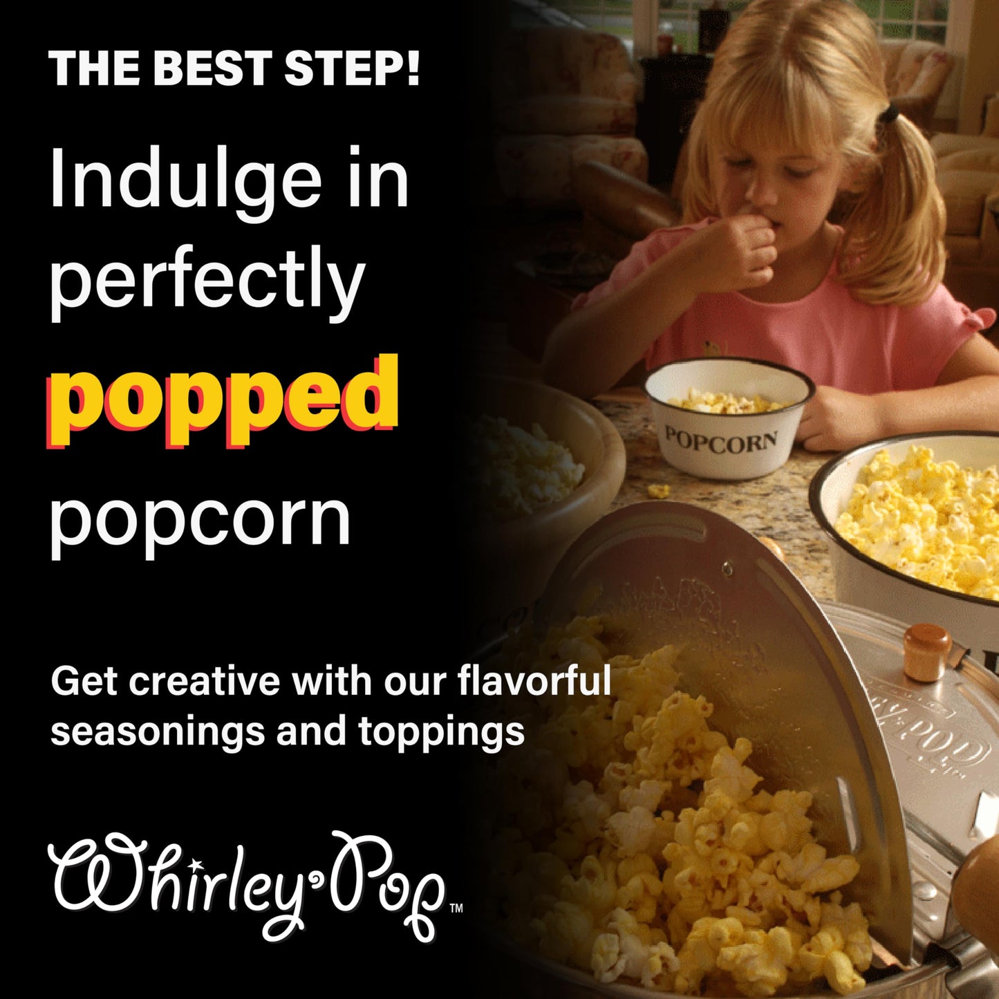 Original Whirley Pop Popcorn Maker - Wabash Valley Farms Gourmet Popcorn Popper, Aluminum Pot With Nylon Gears, 3-Minute Stove Top Popper, Home Movie Night (Silver)