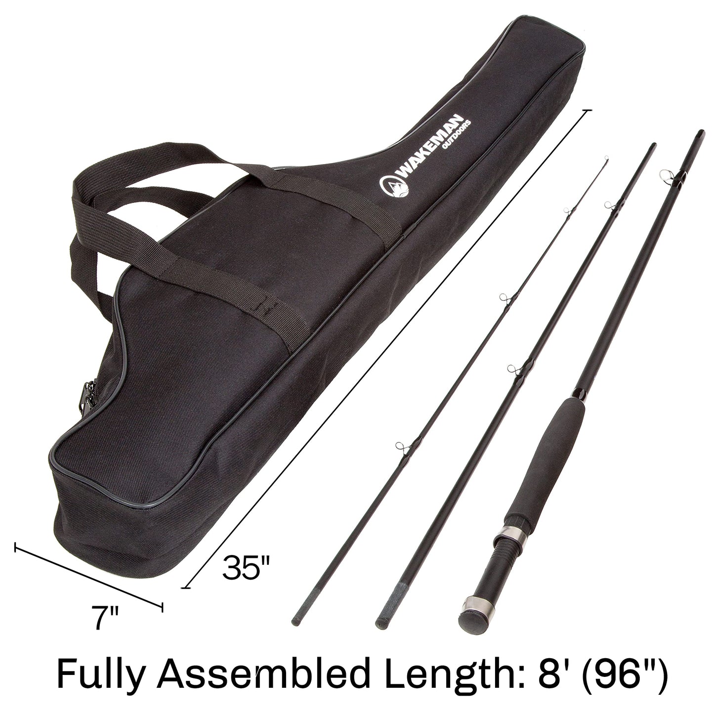 Fly Fishing Rod and Reel Combo - Including Carrying Case, Flies, and Fishing Line - Charter Series Gear and Accessories by Wakeman (Black)