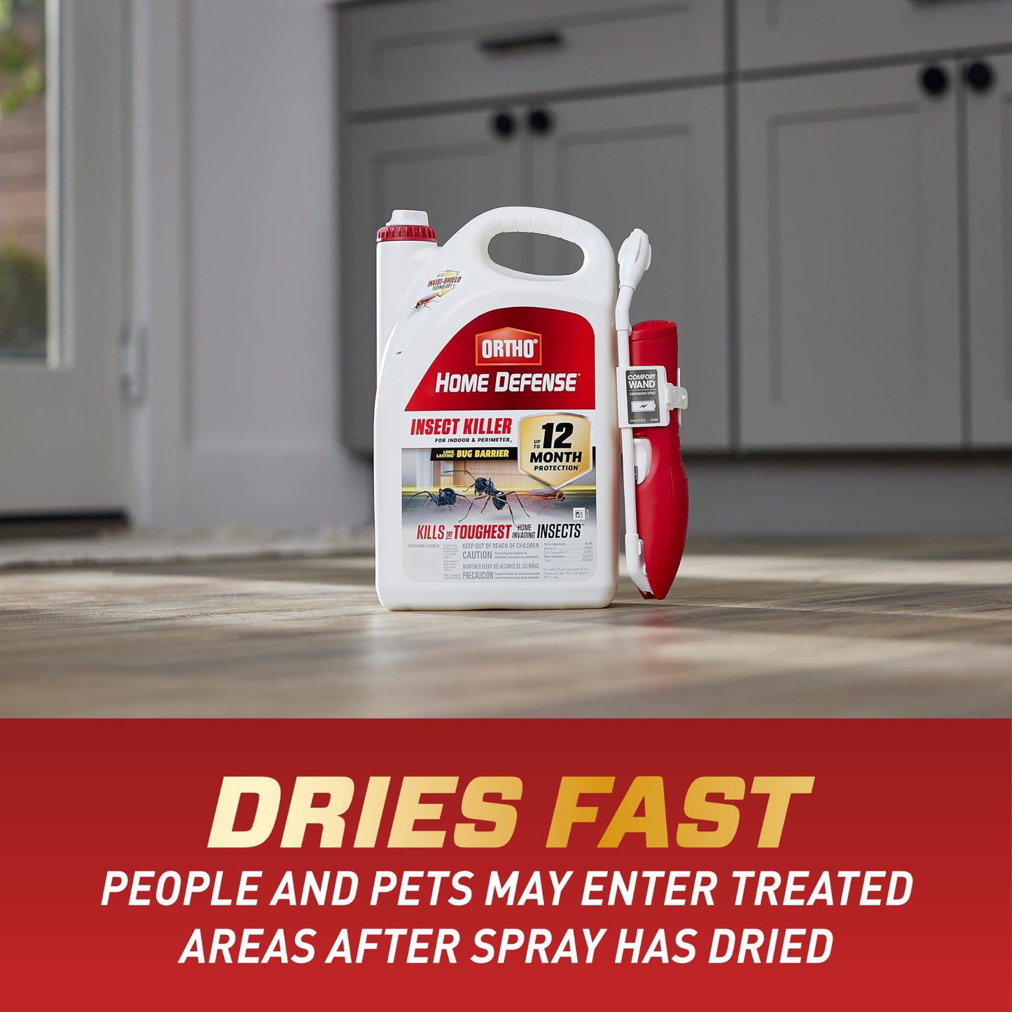Ortho Home Defense Insect Killer for Indoor & Perimeter2 - With Comfort Wand, Long-Lasting Control, Kills Ants, Cockroaches, Spiders, Fleas & Ticks, Non-Staining, Odor Free, 1.1 gal., 2-Pack