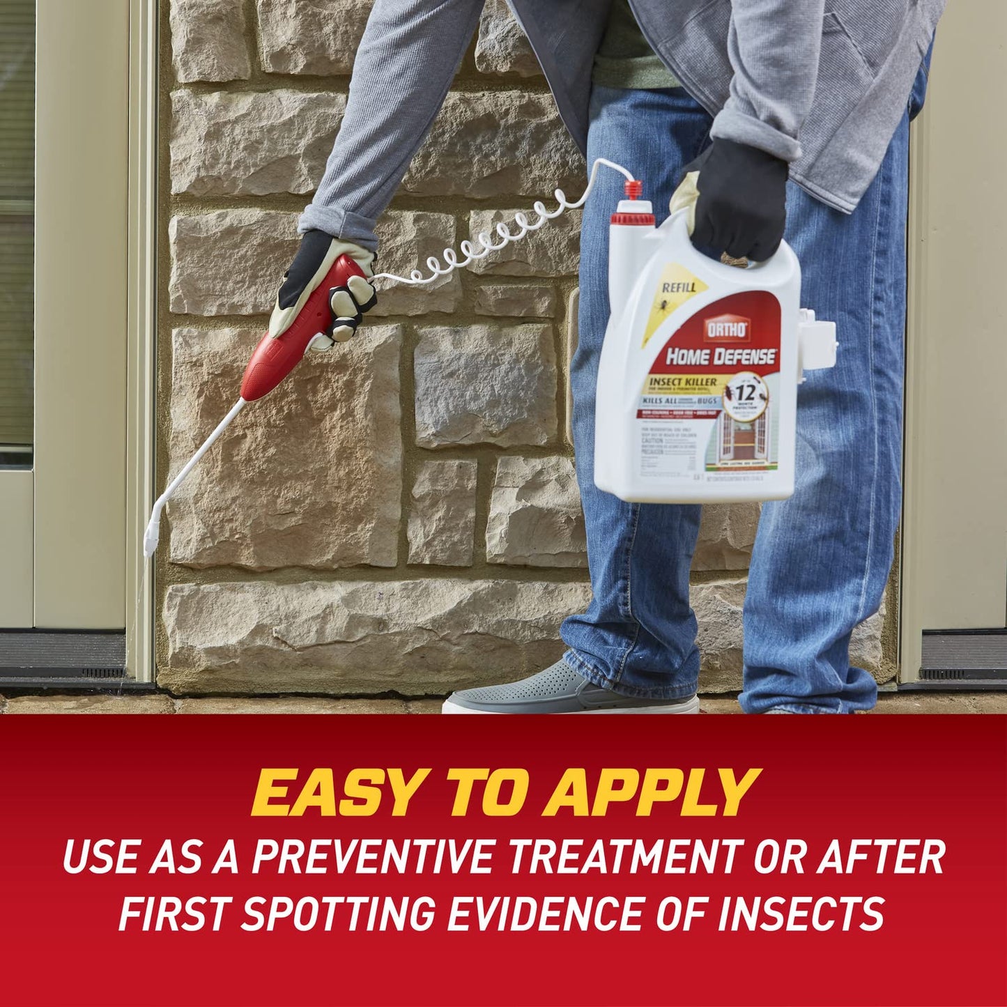 Ortho Home Defense Insect Killer for Indoor & Perimeter2 - With Comfort Wand, Long-Lasting Control, Kills Ants, Cockroaches, Spiders, Fleas & Ticks, Non-Staining, Odor Free, 1.1 gal., 2-Pack