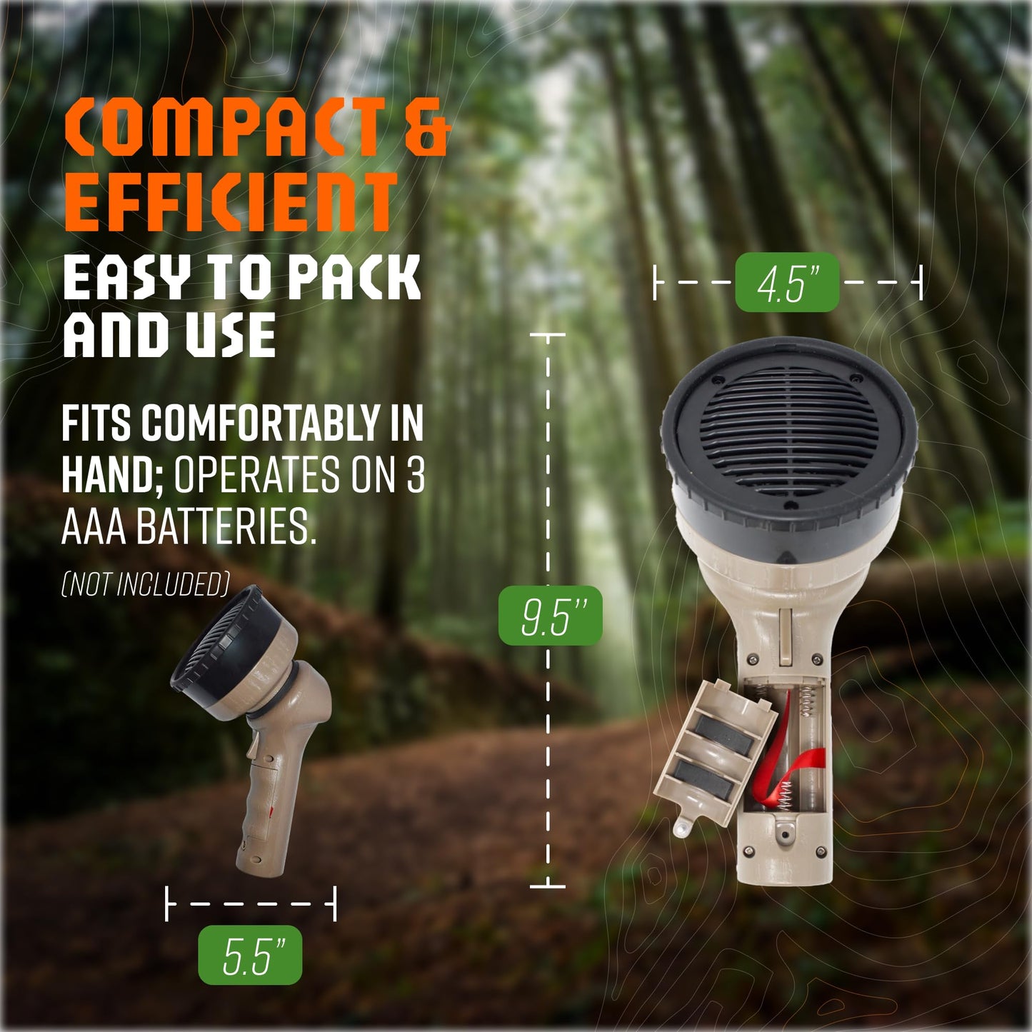 Cass Creek Mega Amp 20X Call, Loudest Handheld Electronic Hunting Caller, 120+ dB Directional Sound, 20 Authentic Calls, Weather-Resistant, Compact and Easy to Carry