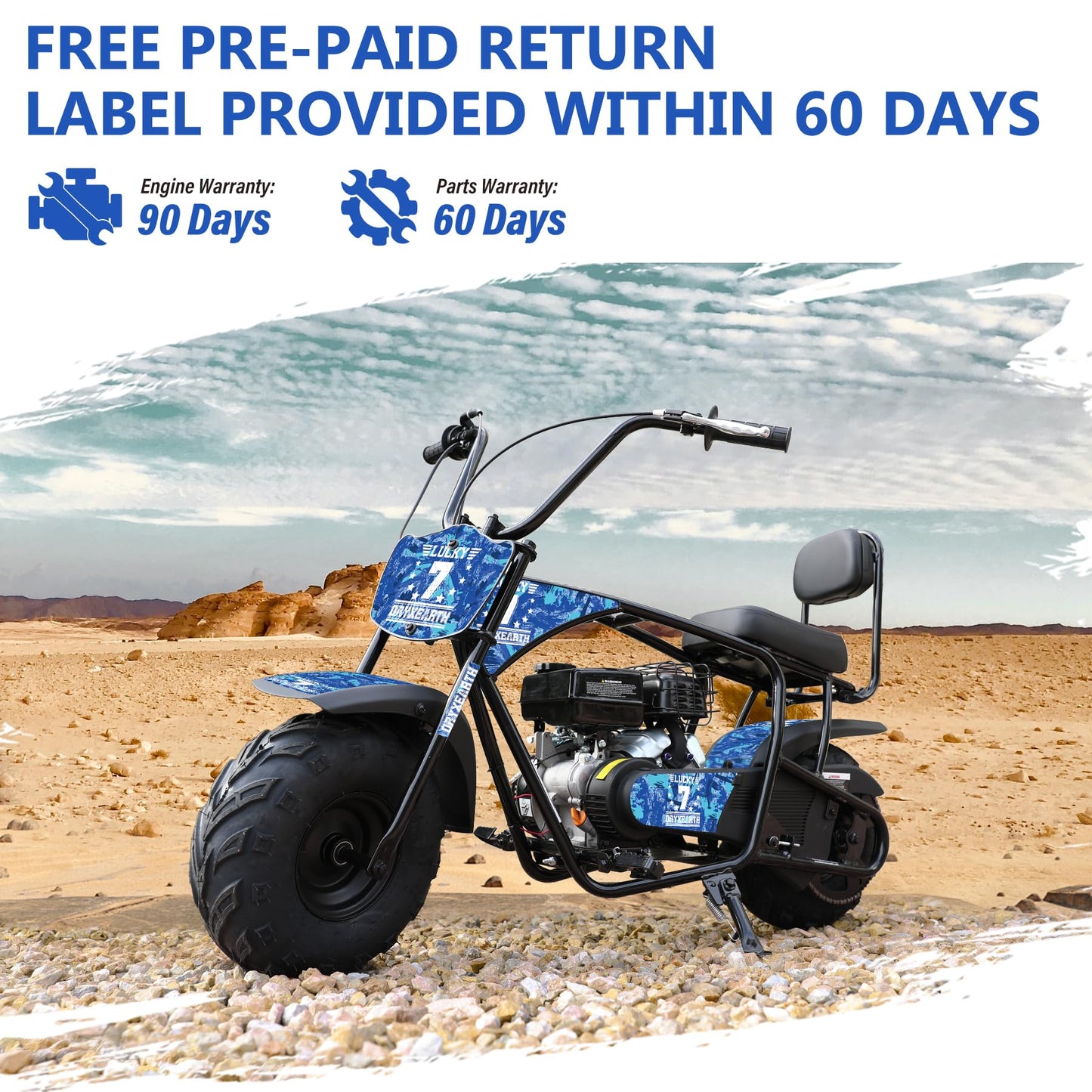 Oryxearth 99CC 4-Stroke Mini Dirt Bike, Gas Powered Off Road Dirtbike W/EPA Approved for Kids, Speed Up 24 MPH, Weight Capacity 185 LBS