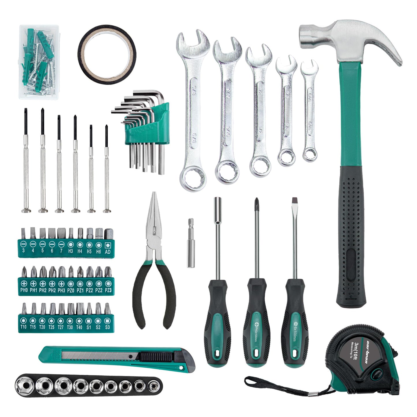 CARTMAN 148 Piece Automotive and Household Tool Set Perfect for Car Enthusiasts and DIY Home Repairs