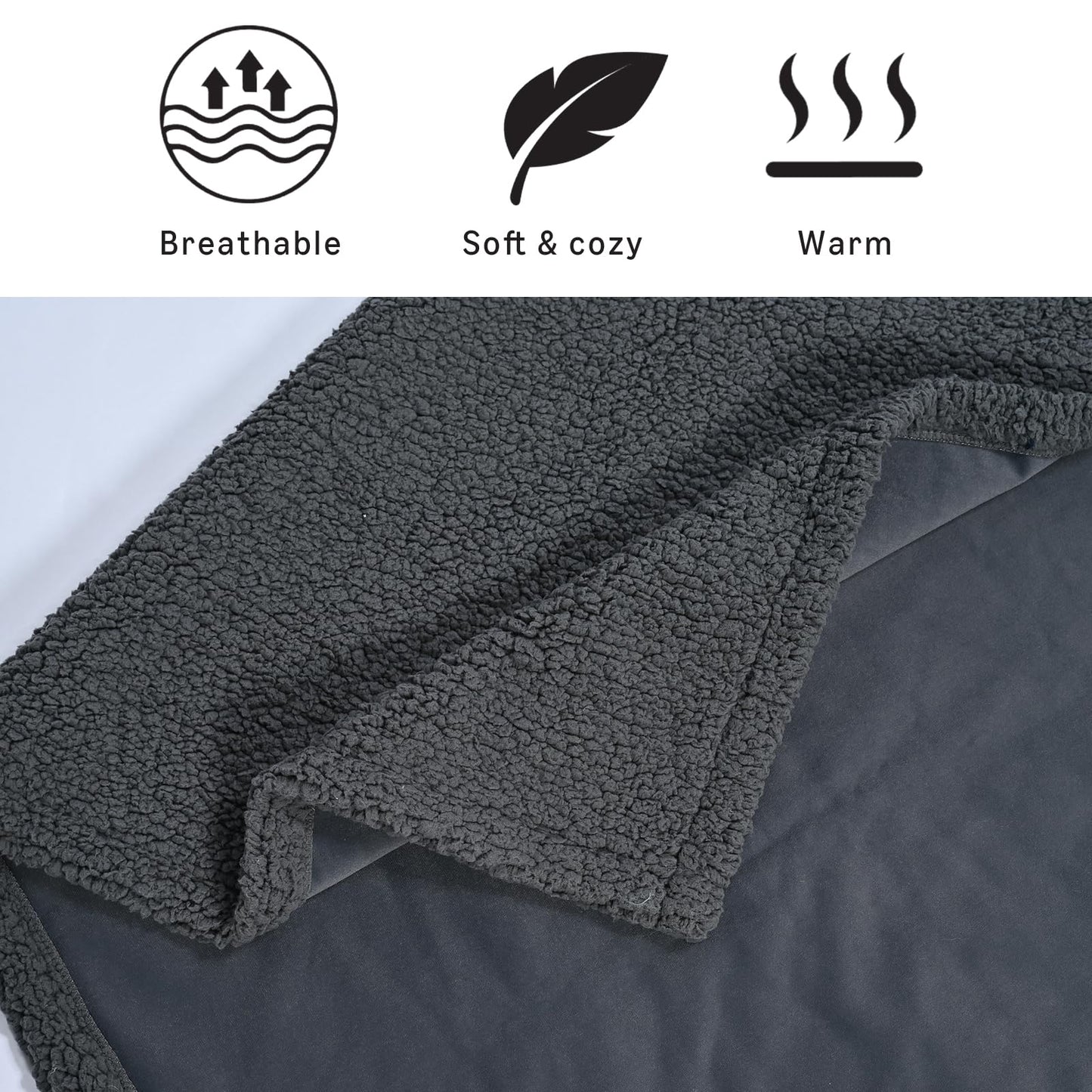 Amazon Basics Dog Blanket for Sofa Bed Couch, Washable Reversible Fleece Furniture Protector Cover for Small Medium Large Dogs Cats, Gray, 57x40 Inches
