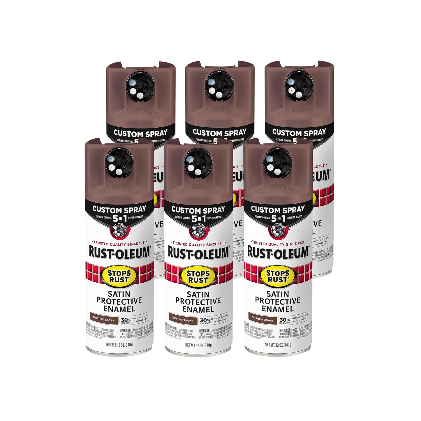 Rust-Oleum 376892 Stops Rust Custom Spray 5-in-1 Spray Paint, 12 oz, Gloss Leather Brown