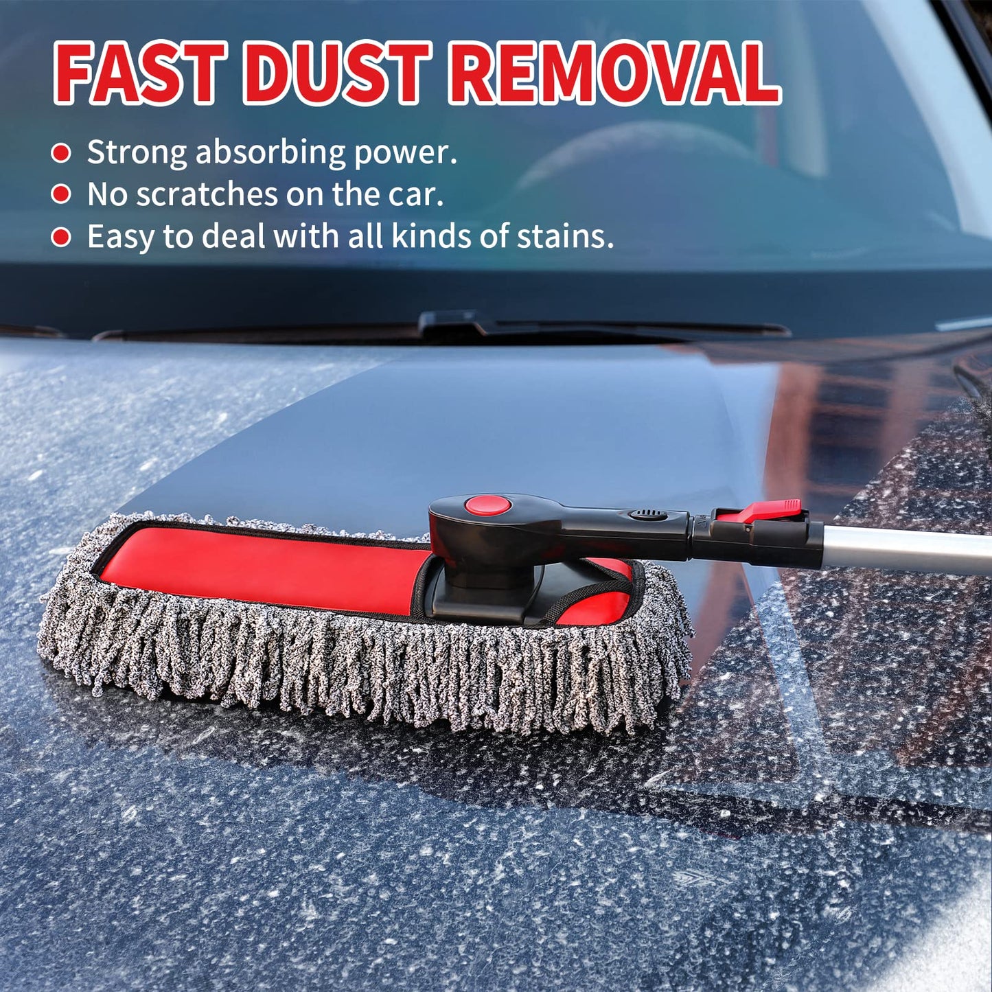 62'' Car Wash Brush with Long Handle Chenille Microfiber Car Wash Mop Mitt Car Cleaning Kit Windshield Window Squeegee Car Duster Microfiber Towels Wheel Tire Brush for Cars RV Truck Boat