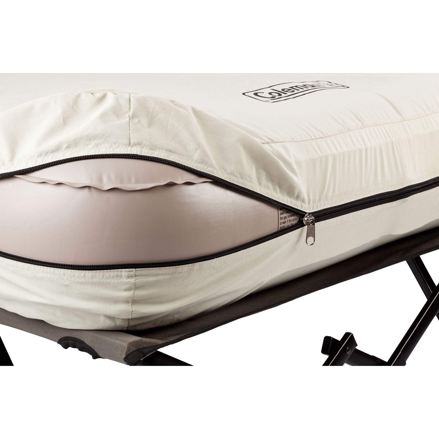 Coleman Queen-Size Airbed Cot Combination, Folding Air Mattress with Steel Frame & Side Table, Battery Pump Included