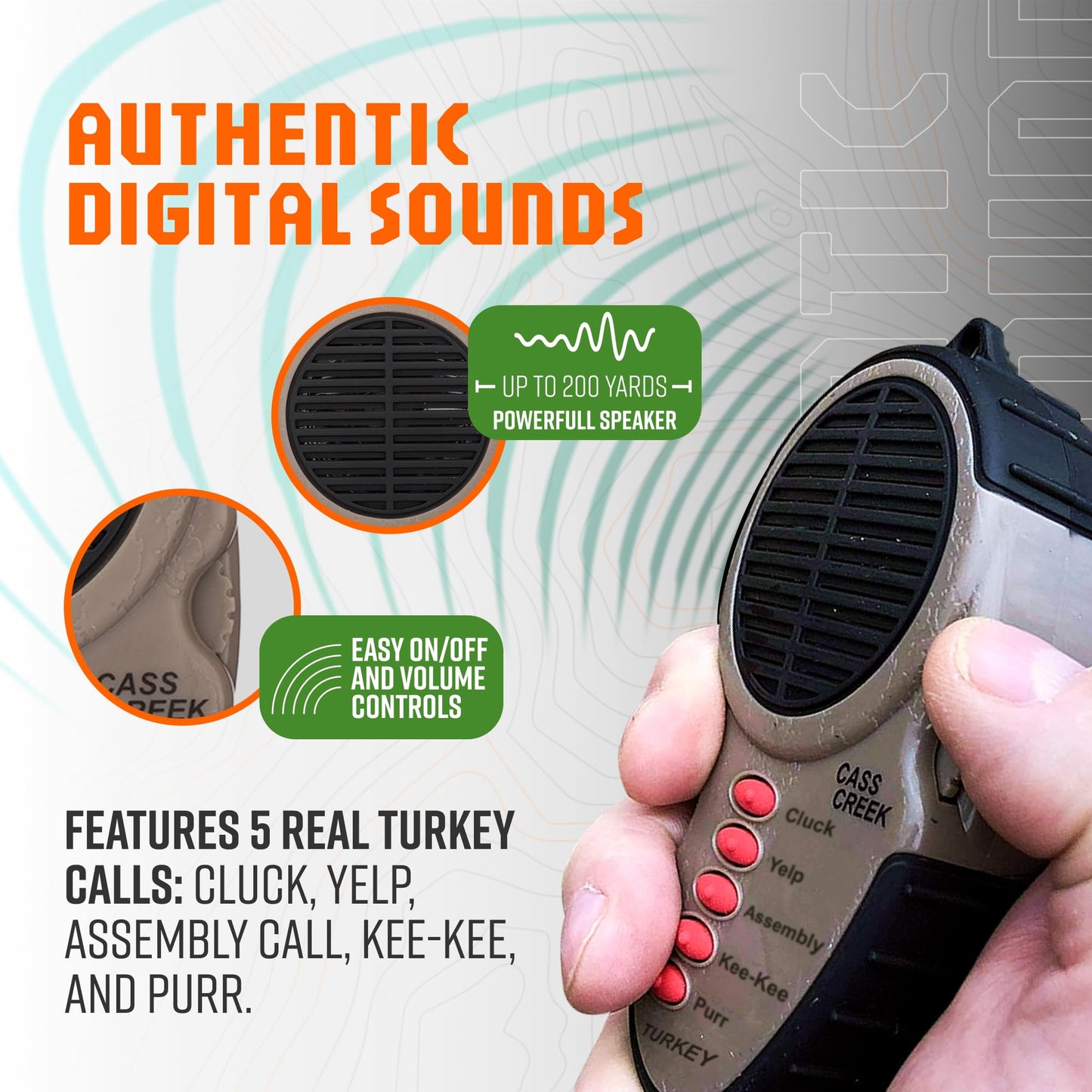 Cass Creek Ergo Call, Handheld Electronic Hunting Call, Compact Design, 5 Authentic Calls in 1, Expert Calls for Everyone