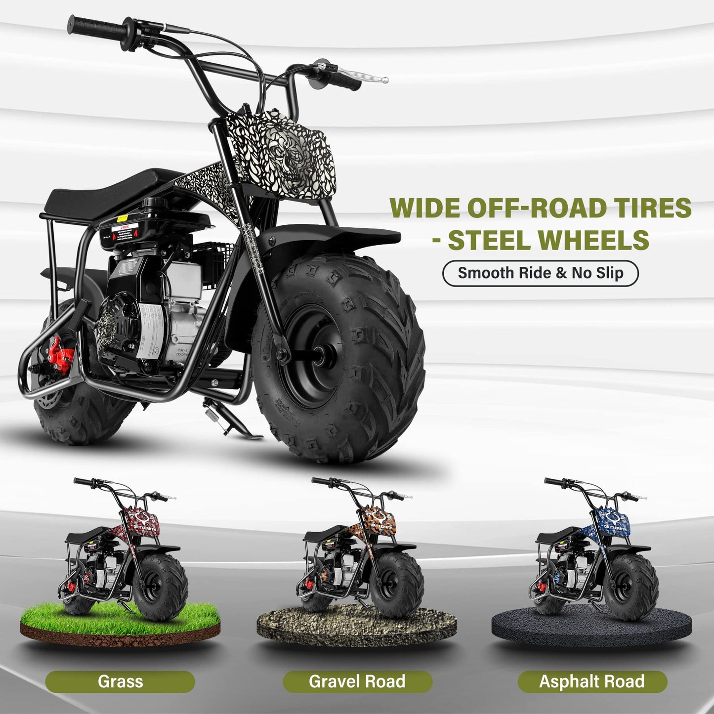 Oryxearth Mini Dirt Bike for Kids, 105CC 4-Stroke Kid Gas Powered Off-Road Pocket Pit Trail Motorcycle W/EPA Approved, Up to 24 Mph Weight Support 185 LBS