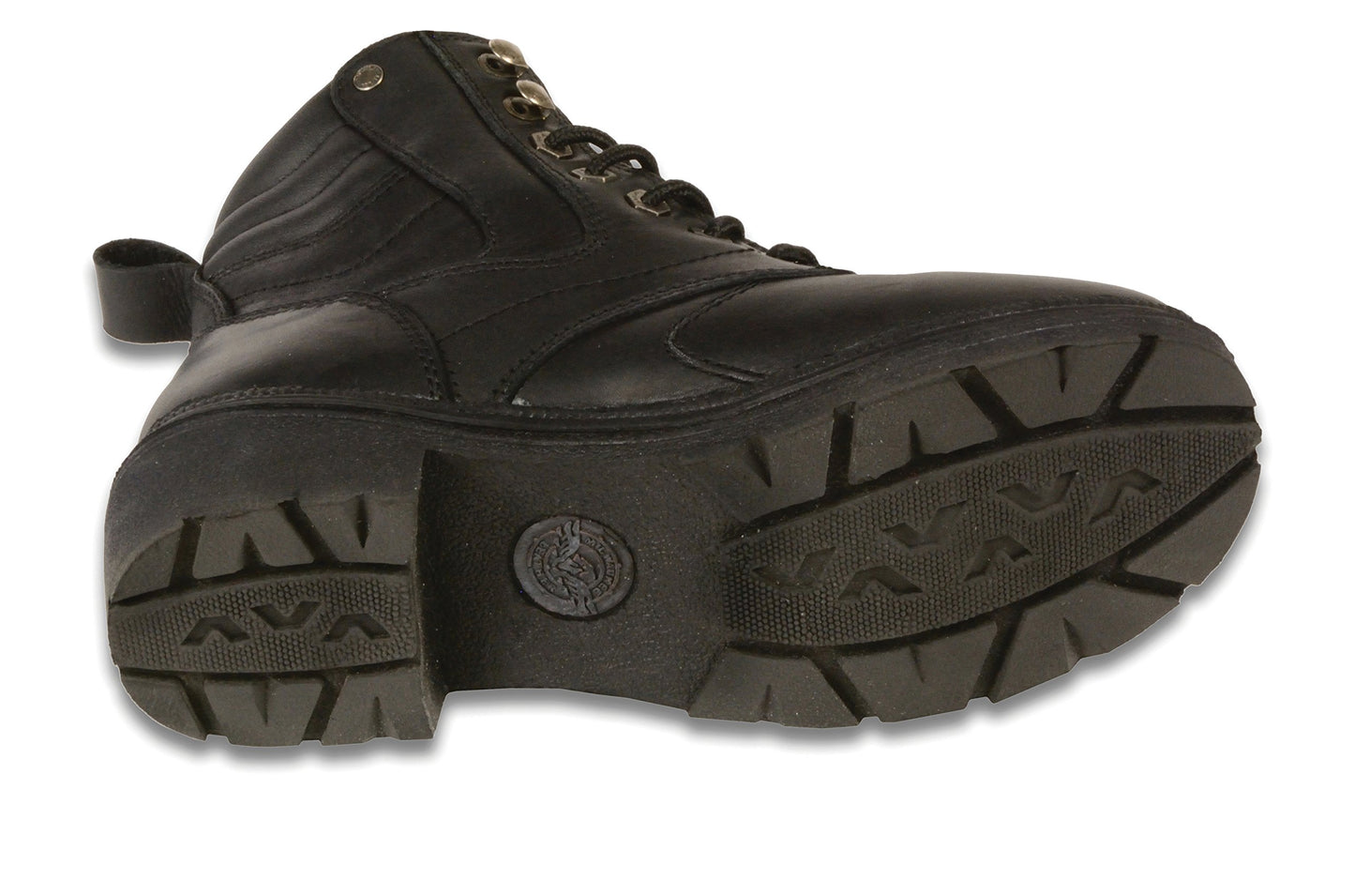 Milwaukee Leather MBL9320W Women's Black Premium Leather Wide-Width Lace-Up Motorcycle Rider Boots