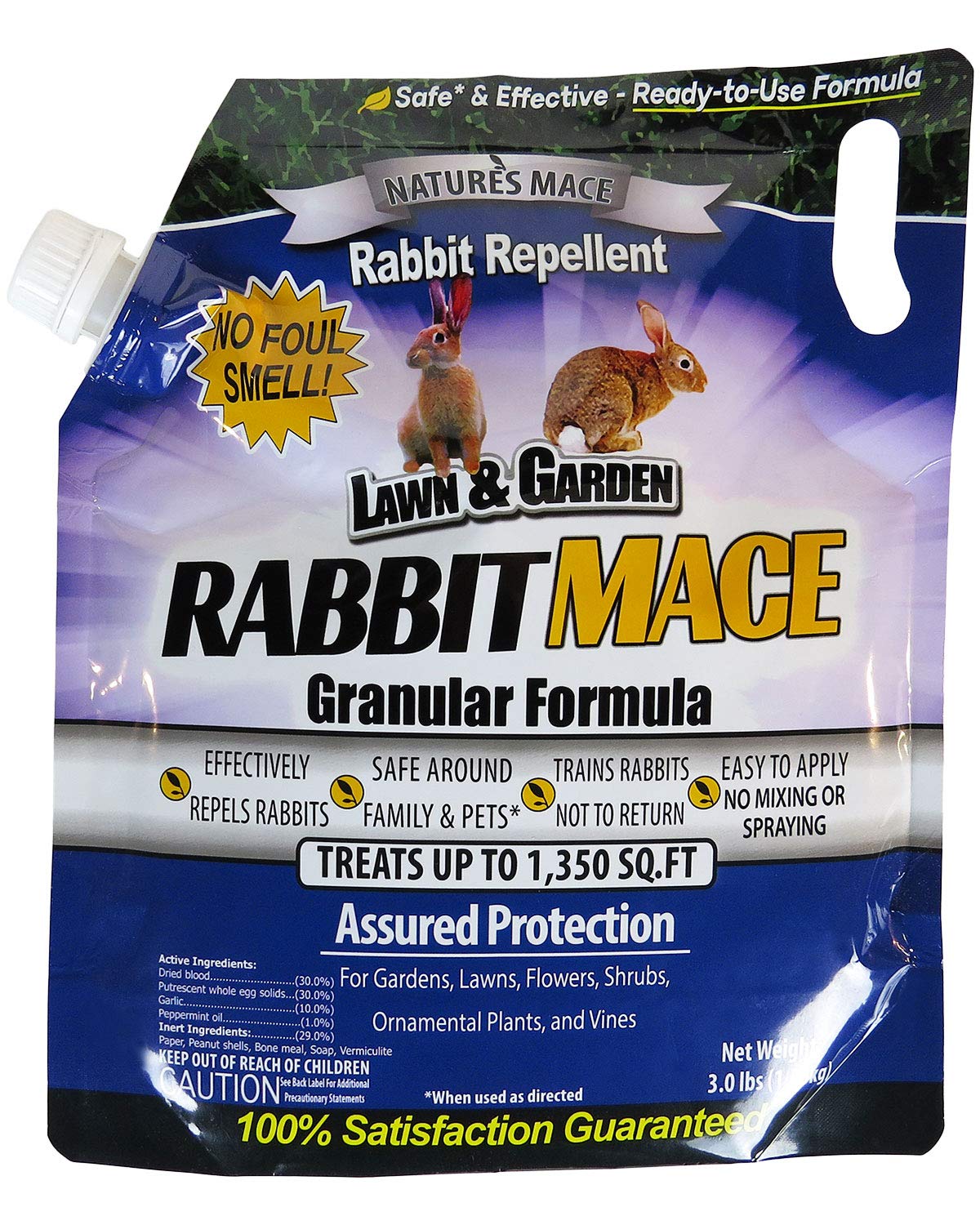 Nature's MACE Rabbit Repellent Granular, 7 Pounds, Treats 95,000 sq ft, Outdoors, Bunny Repellent, Keep Rabbits Out for Garden, Safe for Dogs, Pets, People, & Plants