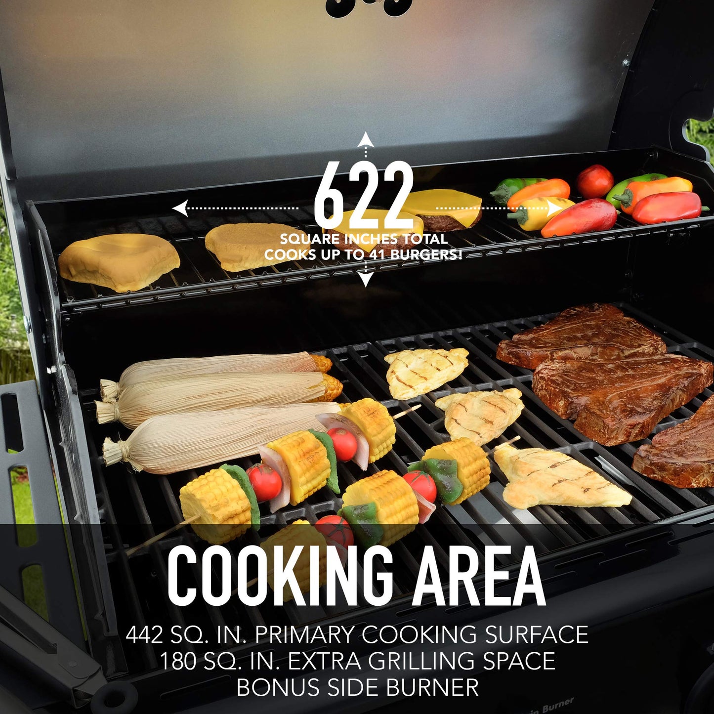 Kenmore 4-Burner Gas Grill with Side Burner, Outdoor BBQ Grill, Propane Gas Grill, Cast Iron Cooking Grates, Electronic Ignition, Warming Rack, Open Cart Design, 53000 BTUs, Stainless Steel and Black