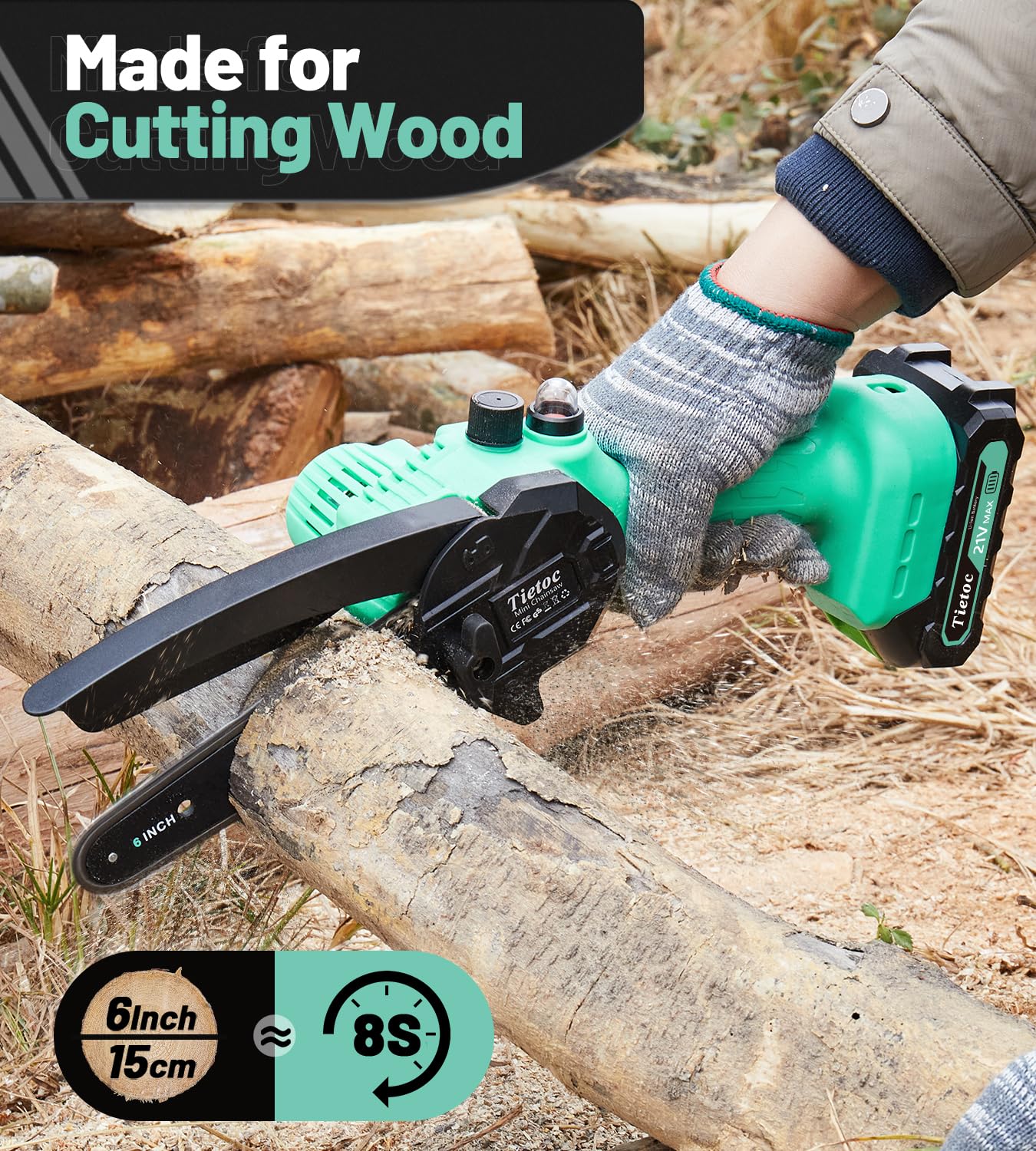 Tietoc Mini Chainsaw 6 Inch with 2 Batteries, Electric Saw Gifts for Men Dad Husband Gardener, Cool Gadgets for Men 2025, Mens Gifts for Fathers Birthday, Perfect Gifts Idea for Mothers Mom Women