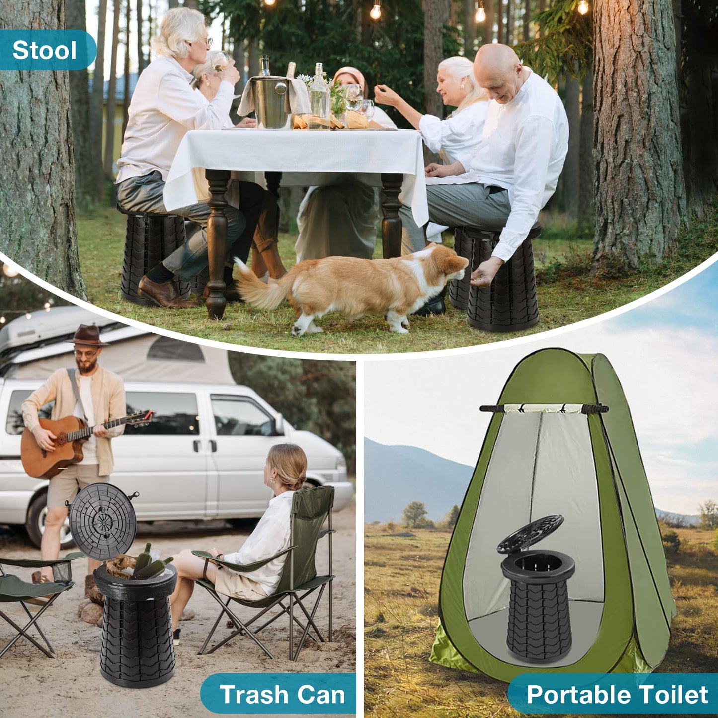 TRIPTIPS Upgrade Retractable Portable Toilet Travel Toilet Adjustable Height Camping Toilet Portable Potty for Adults Kids, Foldable Portable Toilet for Camping/Car