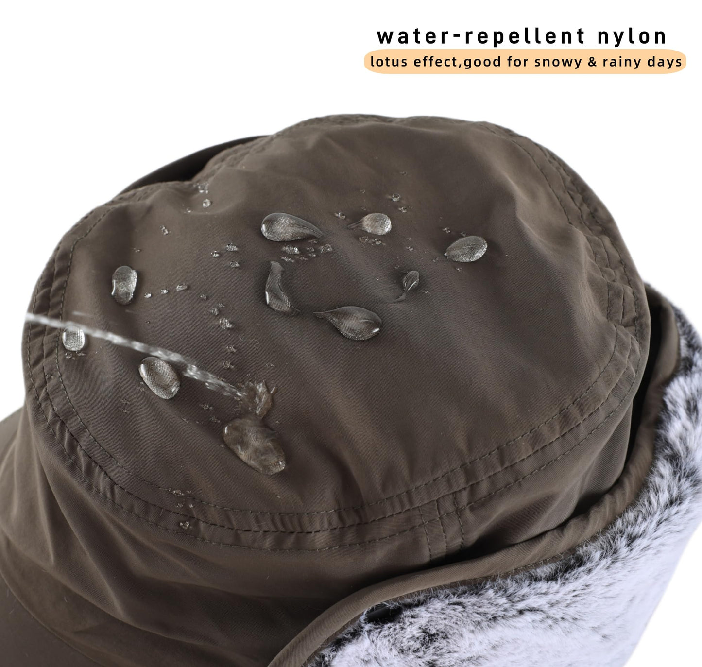 Connectyle Men's Winter Hat with Visor Warm Earflaps Hat Fully Lined Faux Fur Baseball Cap Trapper Hunting Hats