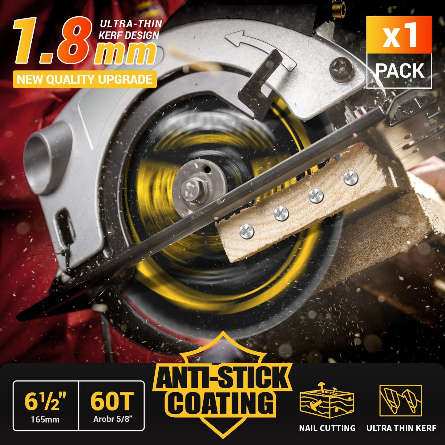 Circular Saw Blade 7-1/4" 24T&40T&60T, Saw Blade with Arbor 5/8", ATB Circular Saw Blade, Professional for Wood Cutting, 3-Pack