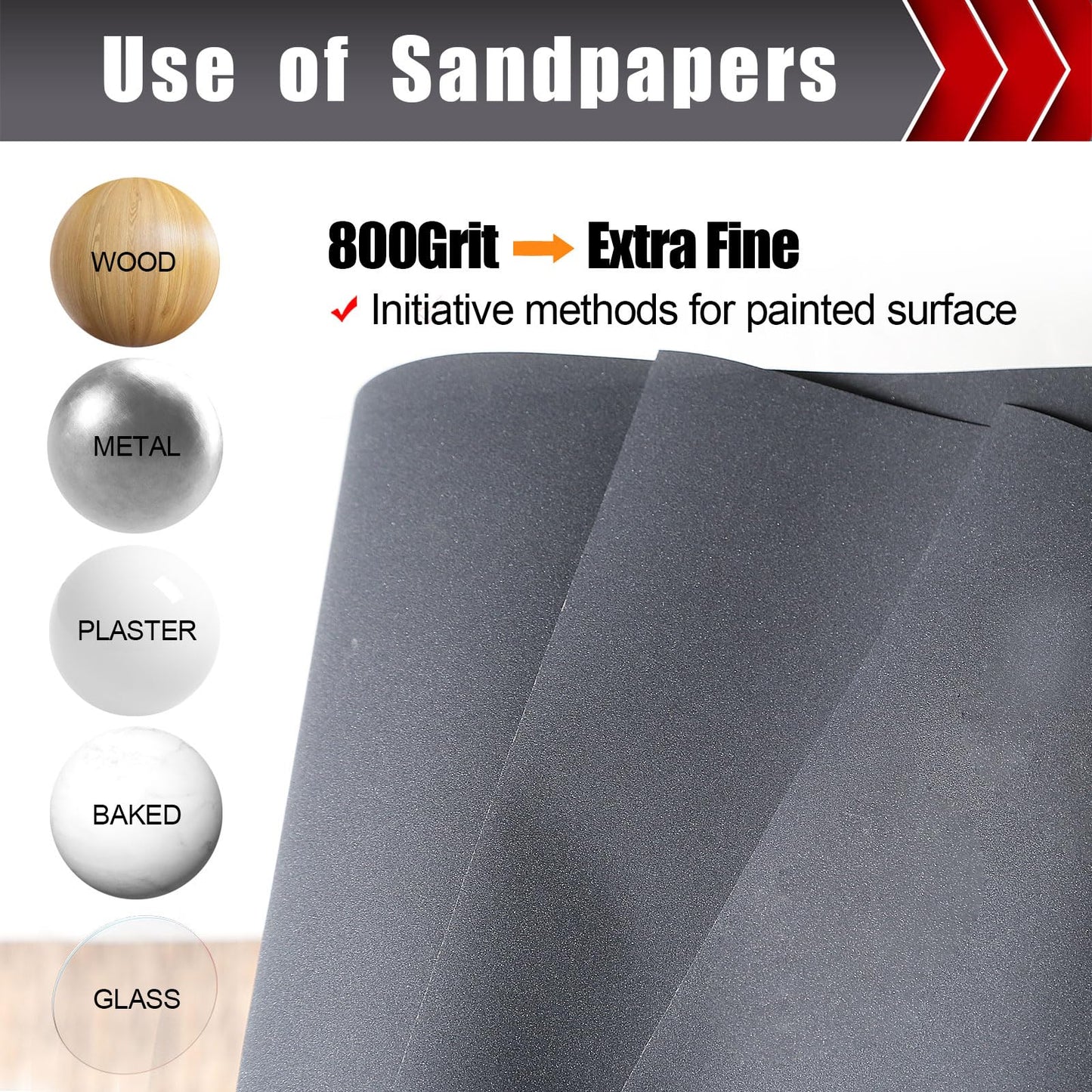 50 Pcs 1/4 Sheet Sandpaper, Premium Sand Paper 80/120/150/220/320/400 Grit Sandpaper Sheet Sand Paper Assortment for Wood Metal Automotive Palm Sanders 5.5" x 4.5"