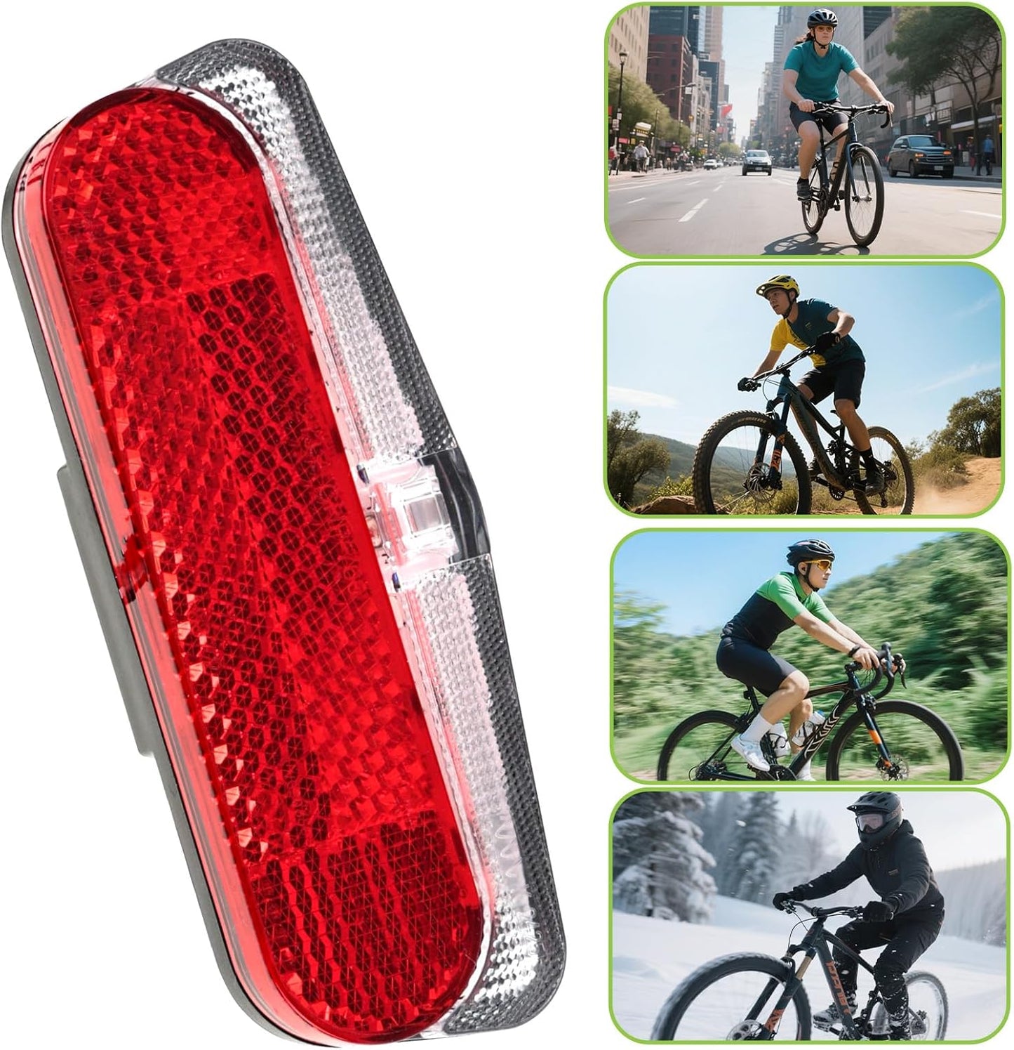 Ebike Rear Tail Light,6V-60V LED Warning Light High Brightness Tail Brake Light with Waterproof SM Connector&38.3" Cable Length Electric Bike Accessories for BAFANG Mid Motor and hub Motor