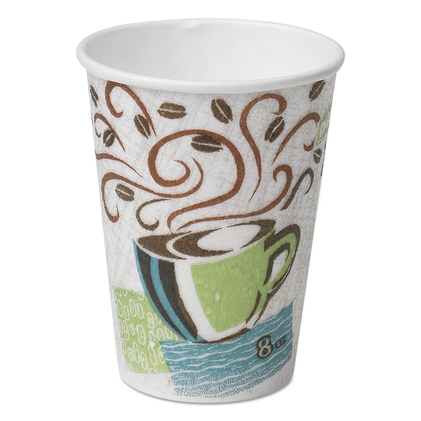 Dixie PerfecTouch 12 oz Paper Coffee Cups By GP PRO, Coffee Haze Design, 500 Count (25 Disposable Cups Per Sleeve, 20 Sleeves Per Case), 5342DX