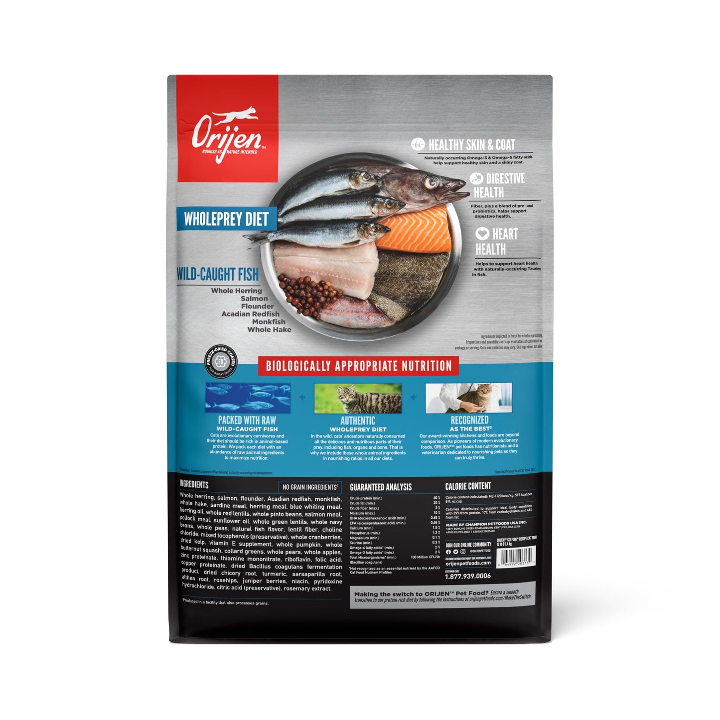 ORIJEN Grain Free High Protein Premium Dry Cat Food Original Recipe, 4lb Bag