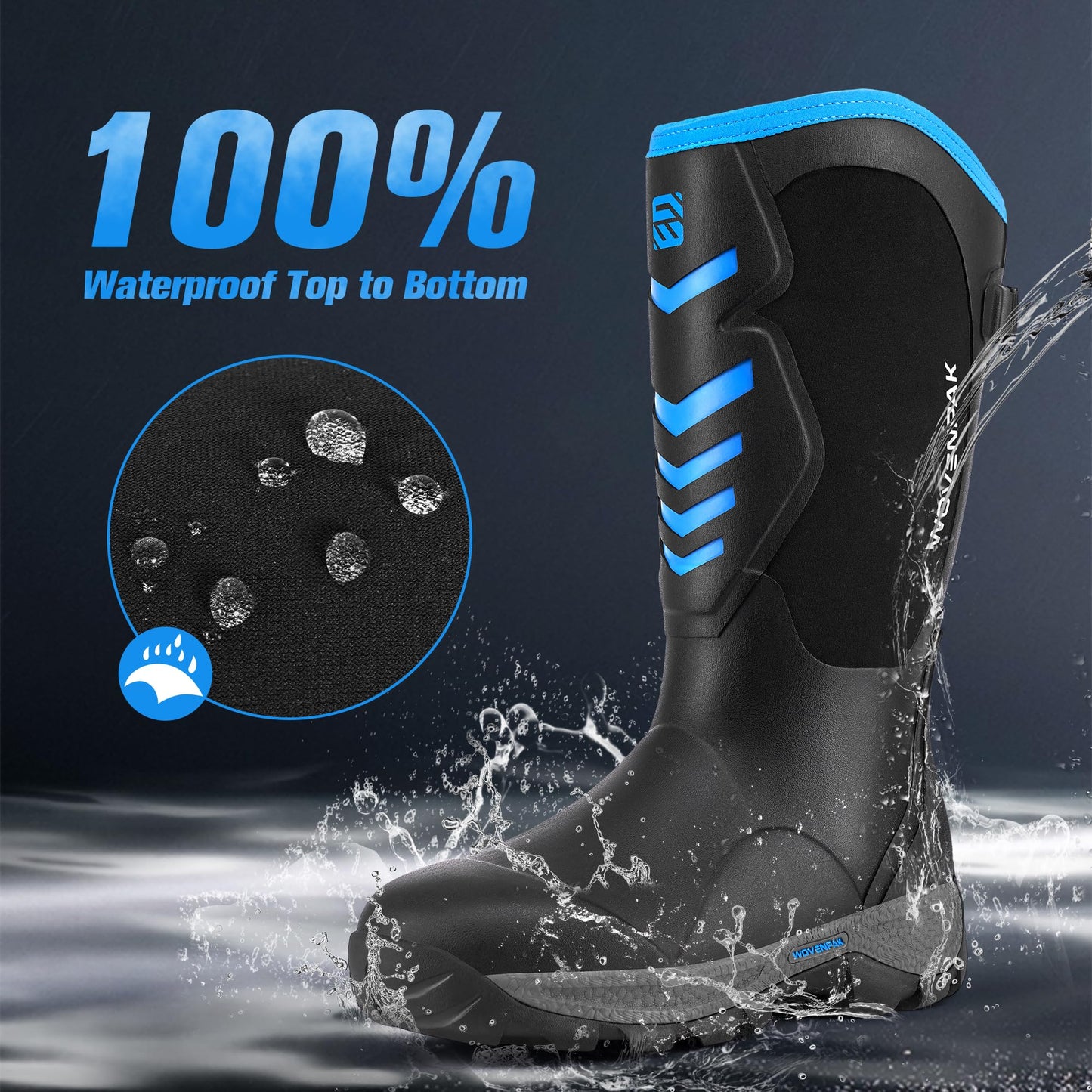 Wovenpak Rain Boots Women, Rubber Boots for Women Insulated Hunting Boots with Steel Shank, Waterproof Boots for Women, Womens Work Boots 6mm Neoprene Rain Boots Outdoor, Size 6-11
