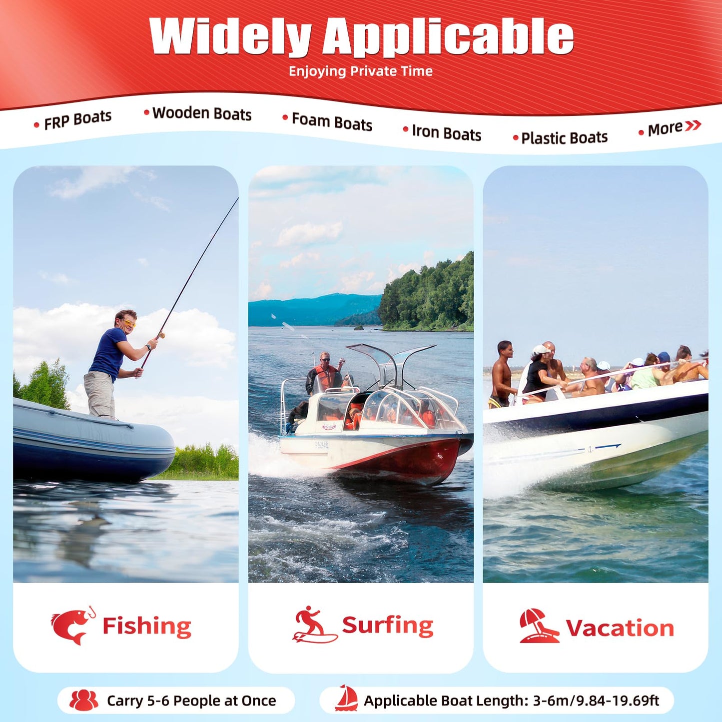 Mercury 7.5 HP Gasoline 212CC 3600RPM 4 Stroke Outboard Motor, Long Tail Mud Motor Kit with Water Cooling & TCI System for Fishing & Inflatable Boats