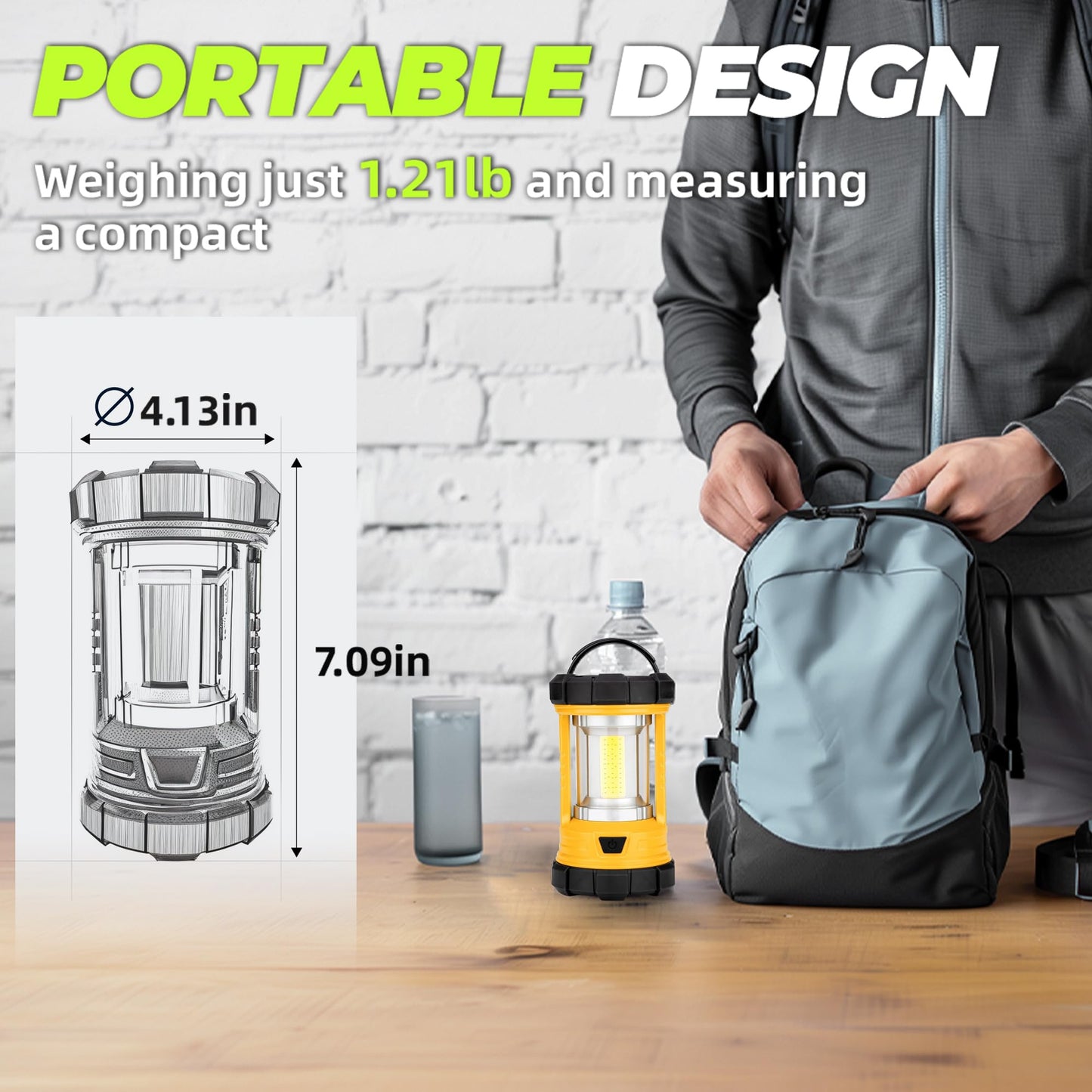 Rechargeable Camping Lantern, 3000LM 5 Light Modes Camping Light 4400 Capacity Phone Charger LED Impact-Resistant Flashlight Lantern Portable Waterproof Hurricane Lanterns for Emergency(Pale Green)