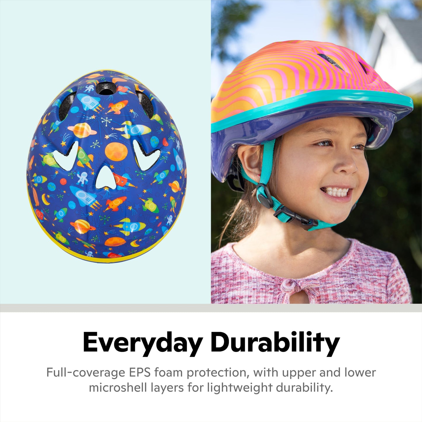 Schwinn Classic Bike Helmet for Kids, Blue Space Design, 44-50 cm Helmet for Kids Ages 1-3, Ultra Lightweight, Adjustable Dial, Full Coverage with Vented Airflow, Infant and Toddler Bike Helmet
