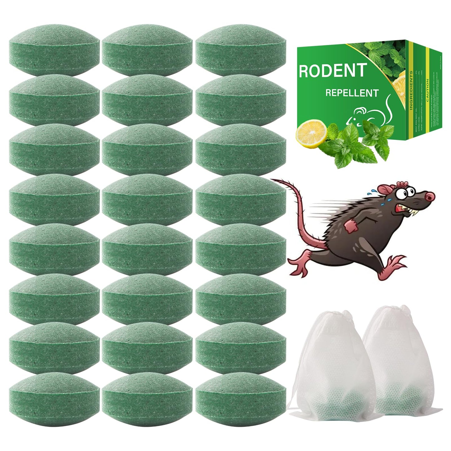 Mouse Rodent Repellent, 24 Pack Peppermint Oil for Mice Rats Squirrel Pests Repellent Indoor & Outdoor Use, Natural Rat Mouse Deterrent Family & Pet Safe