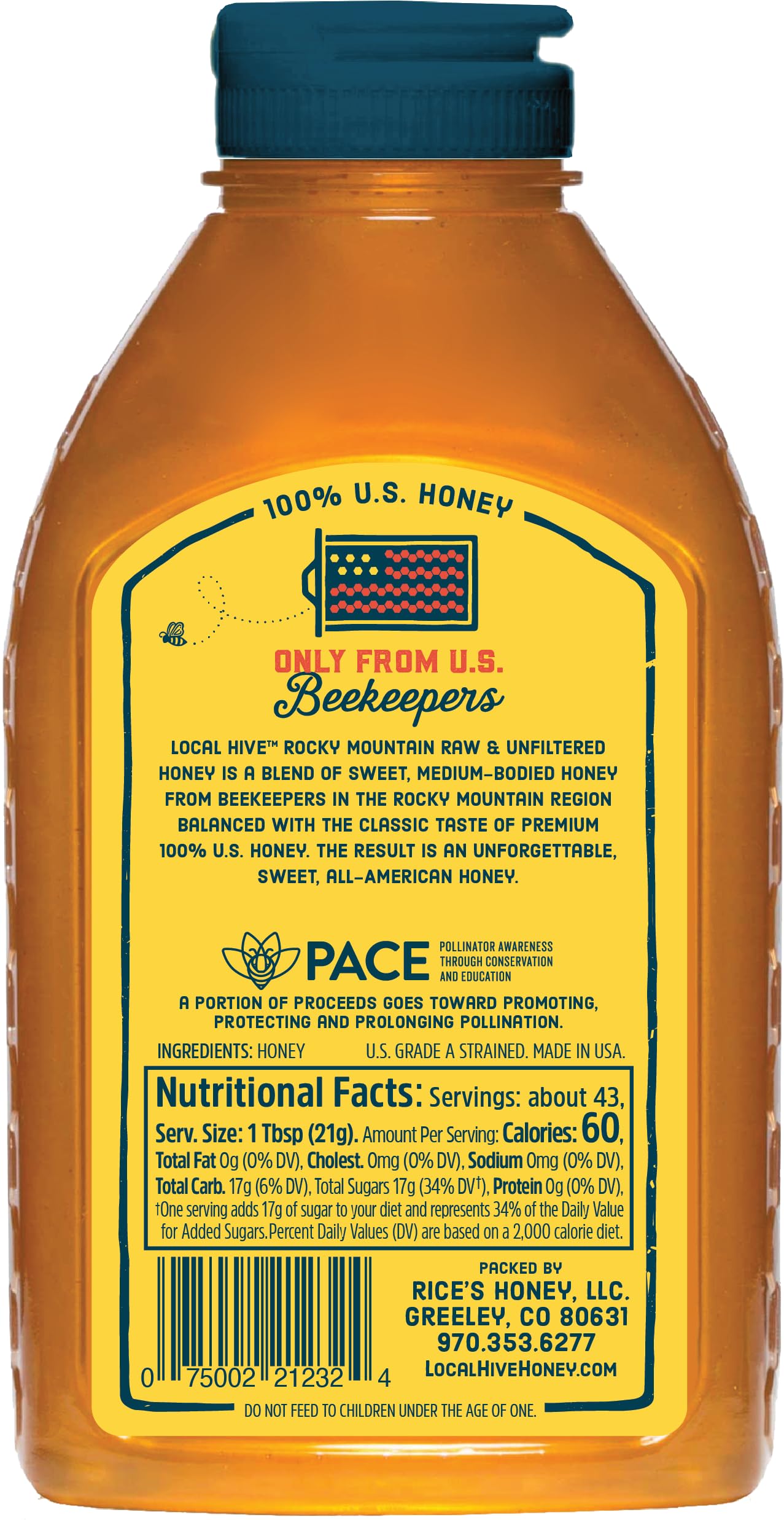 Local Hive Midwest Raw Unfiltered Honey – 16 oz, 100% Pure US Honey, Sourced from American Bees and Beekeepers - Natural Sweetener, Ideal for Tea, Baking, and Cooking