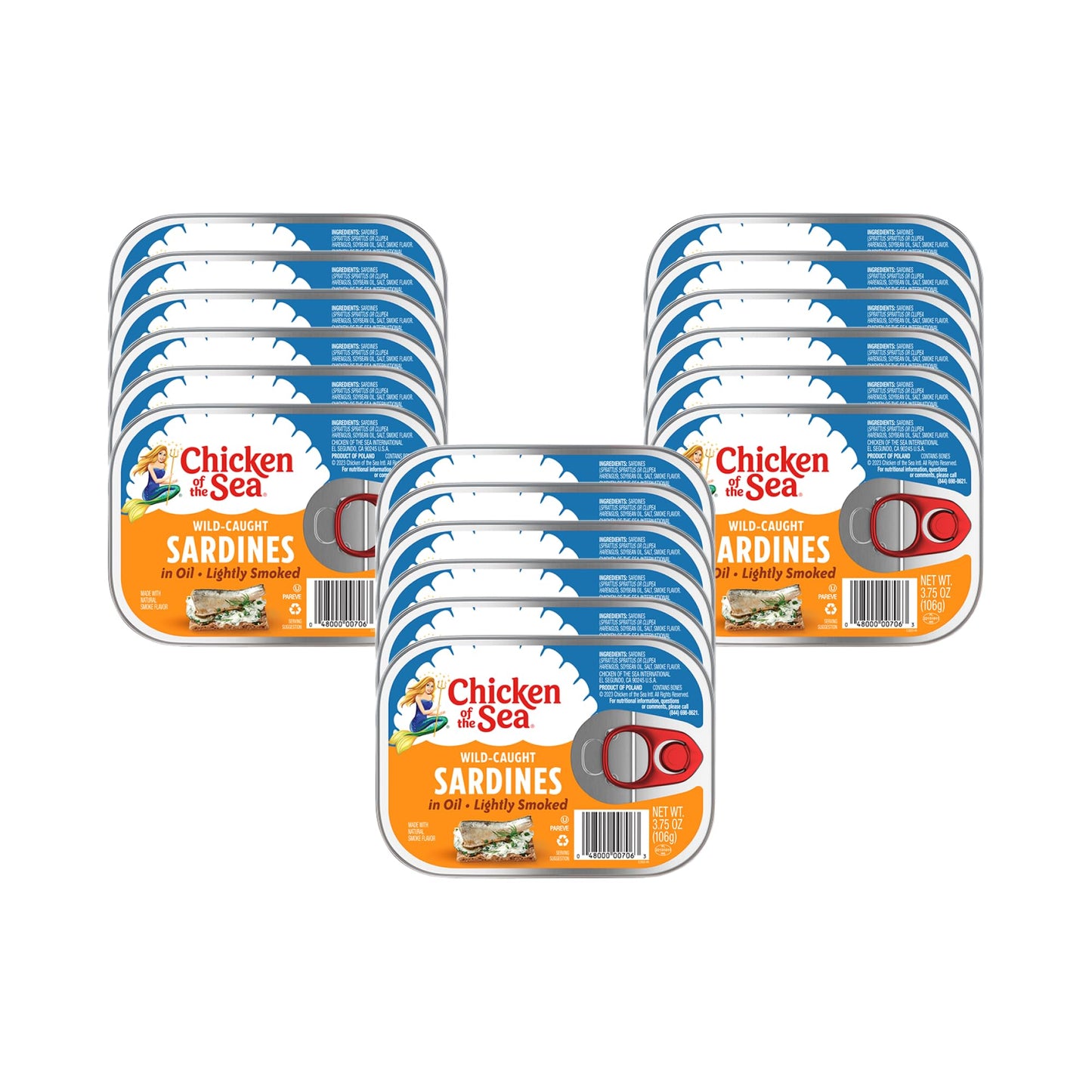 Chicken of the Sea Sardines in Olive Oil, 3.75 oz. Cans (Pack of 18), Wild Caught Canned Sardines, Packaging May Vary