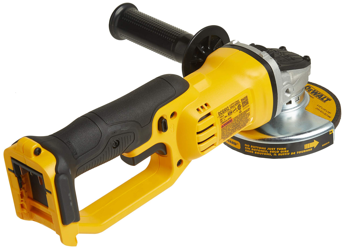 DEWALT 20V MAX* Angle Grinder Tool Cordless Brushless, 4 1/2 Inch, with Paddle Switch and Kickback Brake, Tool Only (DCG413B)