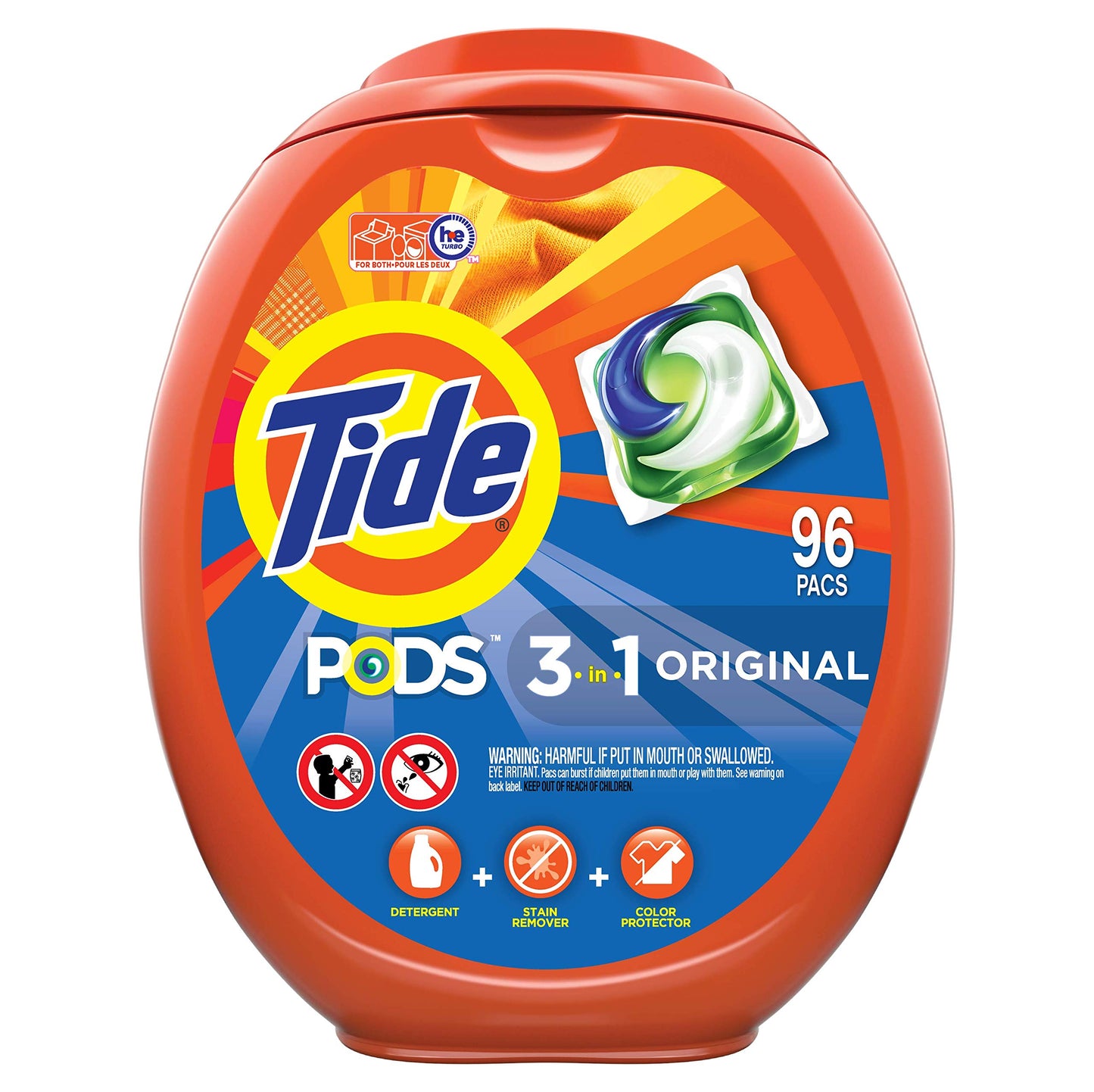 Tide PODS Laundry Detergent Pacs, 3-in-1 Stain Remover, Odor Fighter, Color Protector, 112 Count, HE compatible, Original Scent