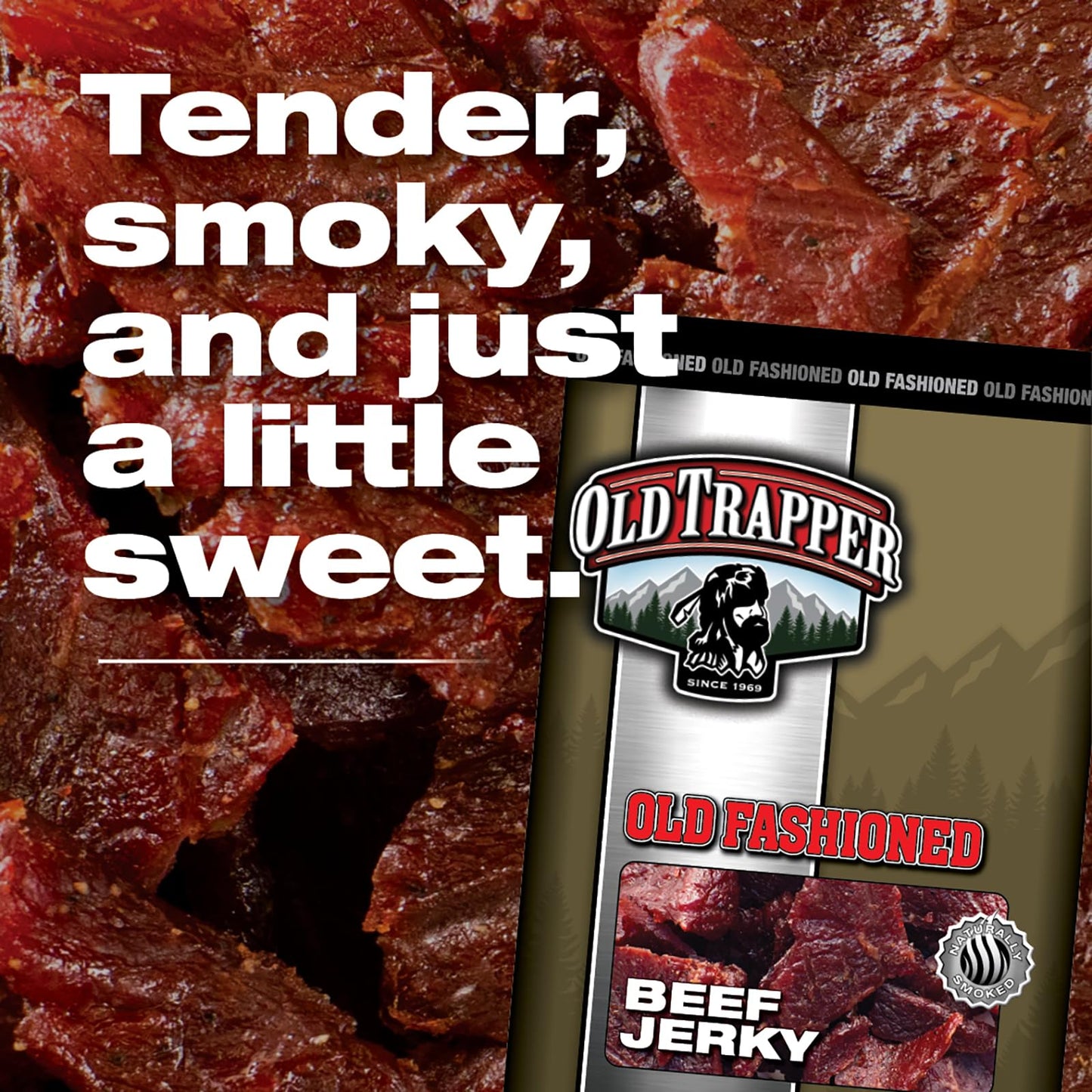 Old Trapper Beef Jerky, Old-Fashioned 10-Ounce Bag, Tender Meat Snacks for Lunches or Between Meals, 11 Grams of Protein, Zero Grams of Fat, and 70 Calories per Ounce (Pack of One)