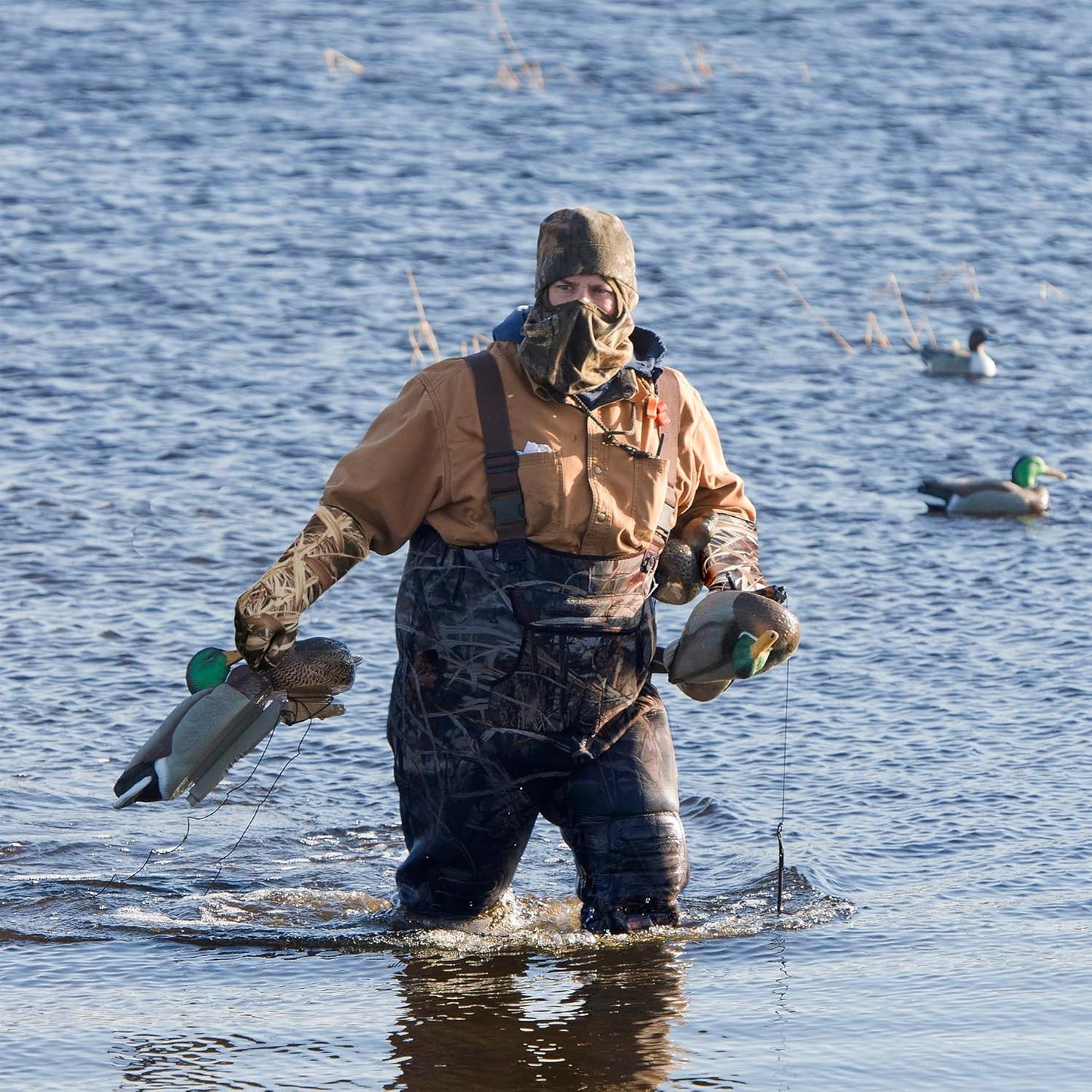 AUSCAMOTEK Waterproof Neoprene Duck Decoy Gloves - Insulated Blind Gauntlet Stay Warm and Dry in Waterfowl Hunting