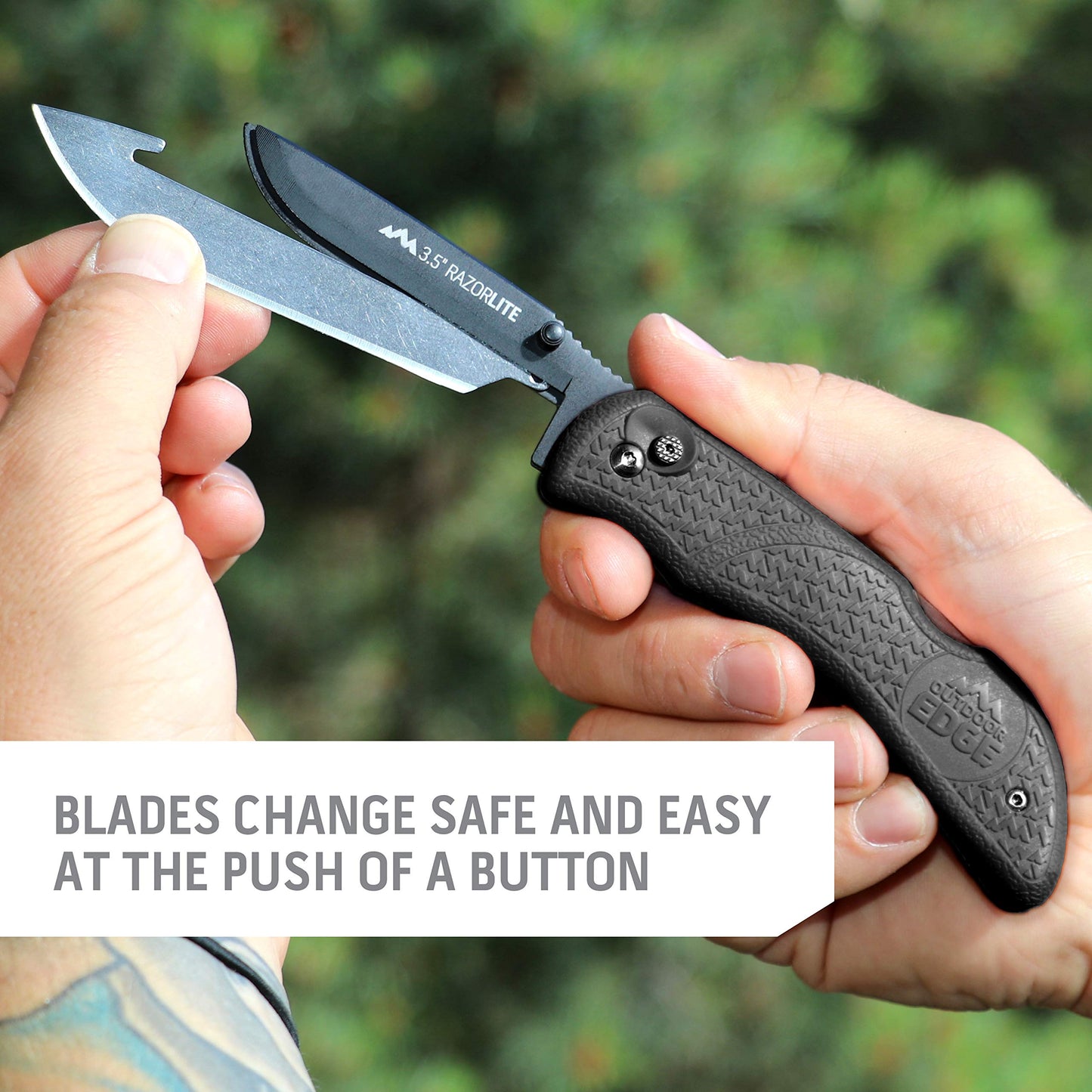 OUTDOOR EDGE Knives' RazorPro L Hunting Knife with Razor-Sharp Replaceable Blade features Non-Slip TRP Orange Handle, Belt Holster, & 30 Blades. Must-Have Field Dressing Knife for Your Hunting Gear