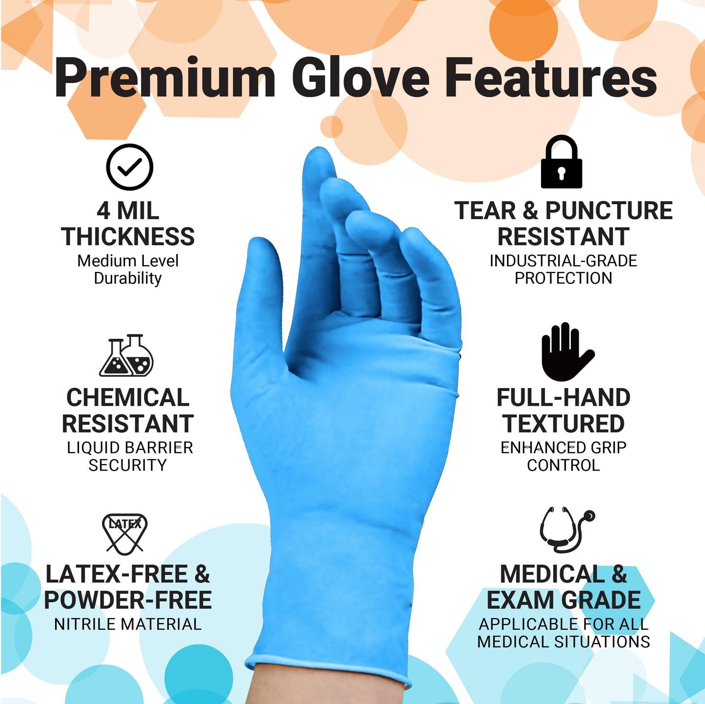 ASAP Blue Nitrile Gloves Disposable Latex Free - 4 Mil, Powder Free, Food Safe, Kitchen & Medical Gloves - Durable Rubber Cleaning & Tattoo Supplies (X-Large, 100 Count)