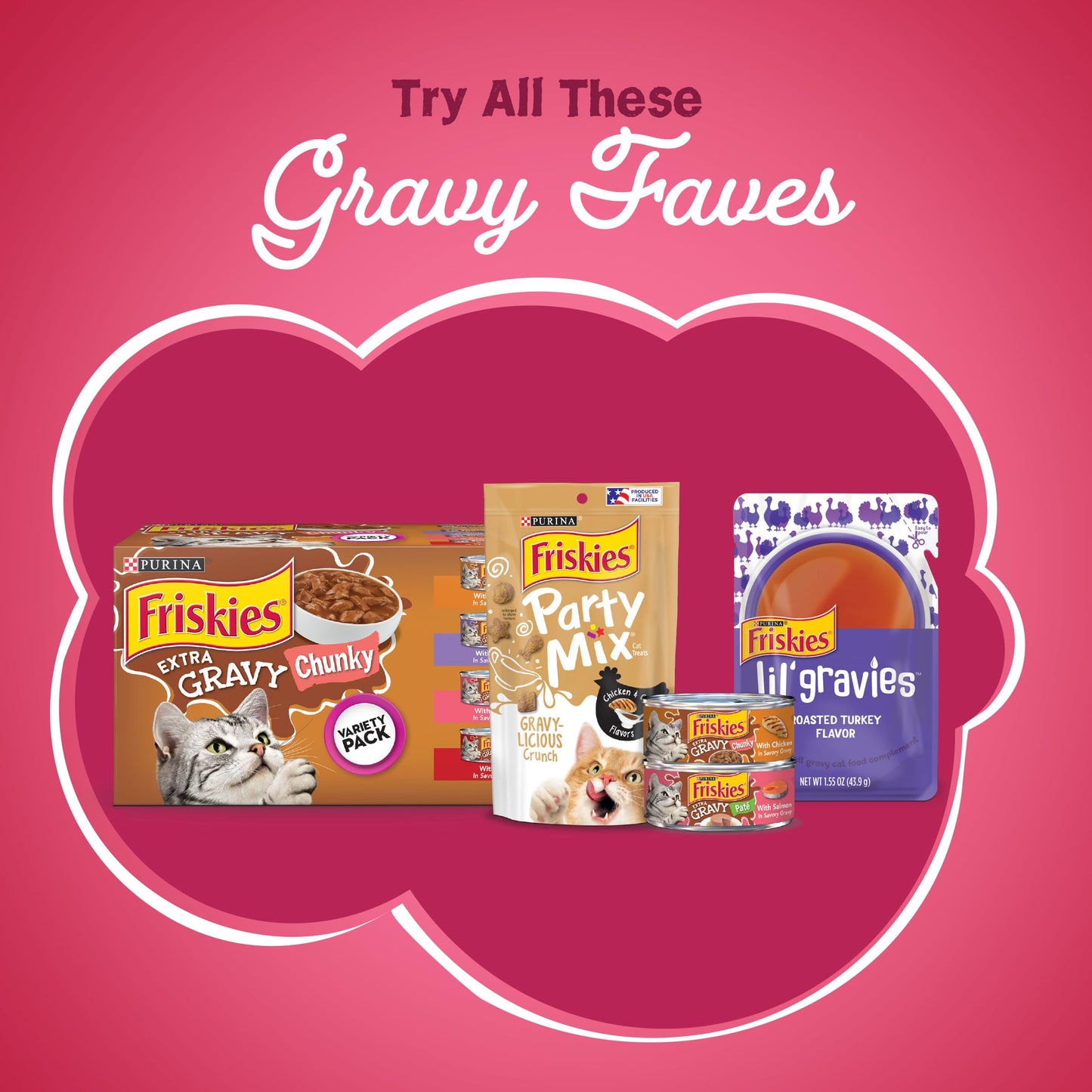 Purina Friskies Dry Cat Food Gravy Swirl'd With Flavors of Chicken, Salmon and Gravy - 22 lb. Bag